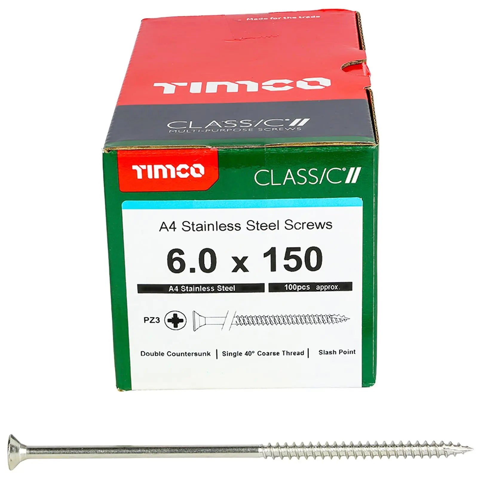 TIMCO Classic Wood Screw A4 Stainless Steel Countersunk Multi Purpose  White Rose Tools