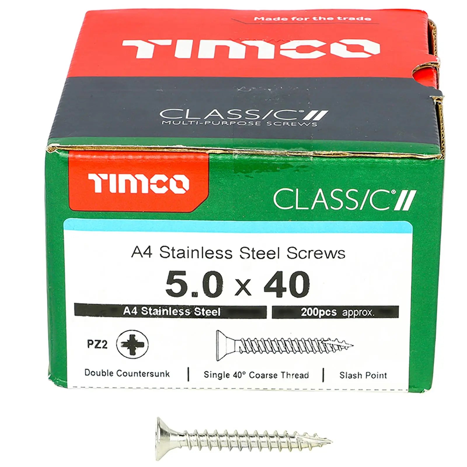 TIMCO Classic Wood Screw A4 Stainless Steel Countersunk Multi Purpose  White Rose Tools
