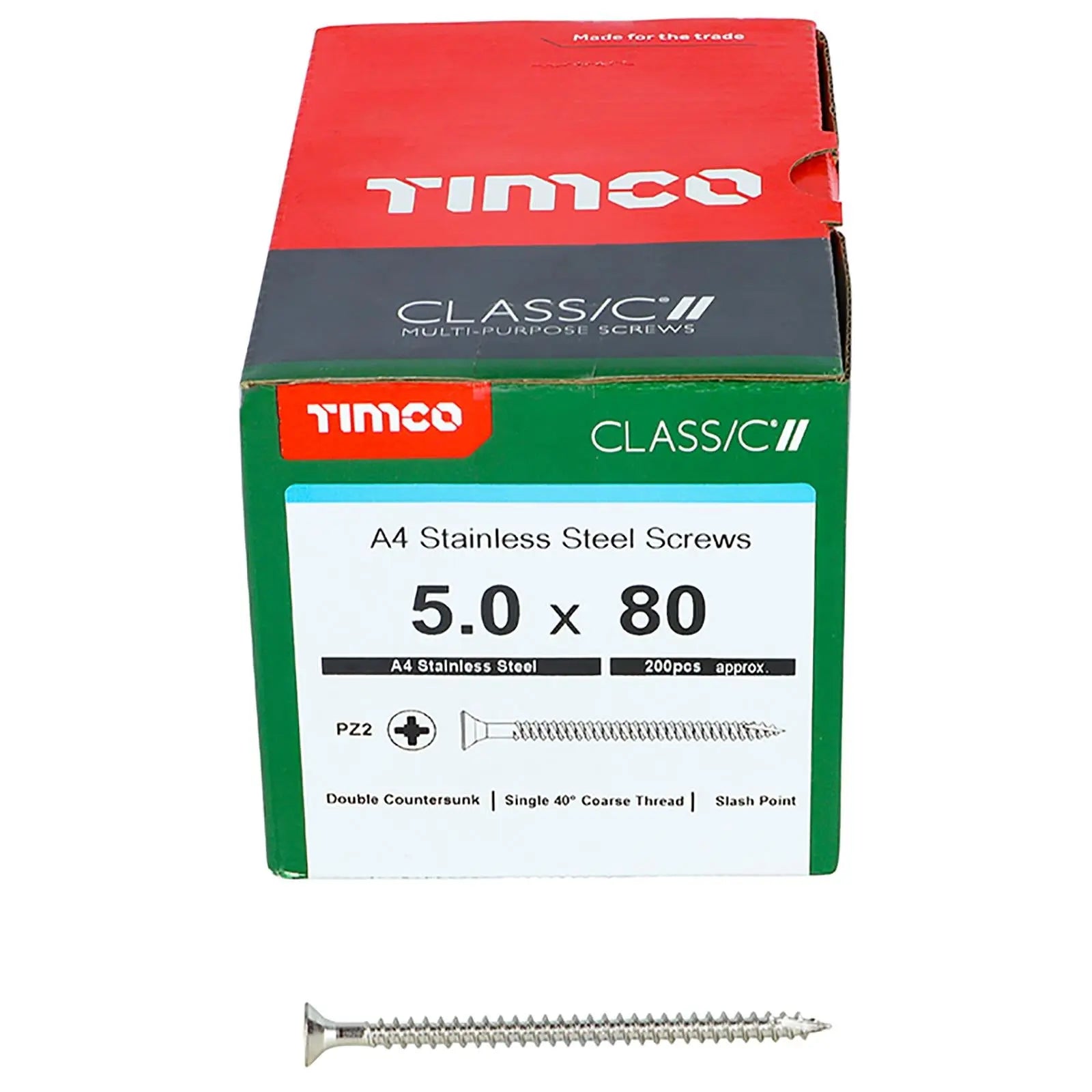 TIMCO Classic Wood Screw A4 Stainless Steel Countersunk Multi Purpose  White Rose Tools