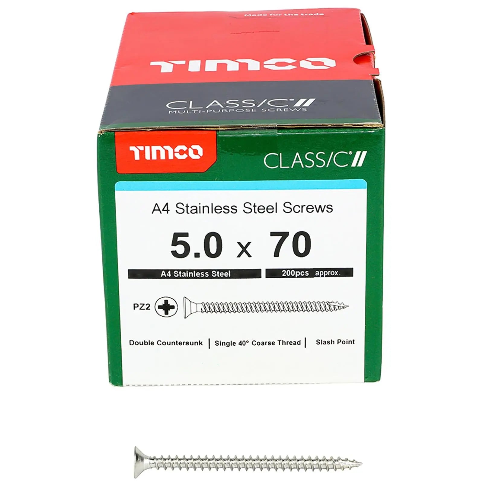 TIMCO Classic Wood Screw A4 Stainless Steel Countersunk Multi Purpose  White Rose Tools