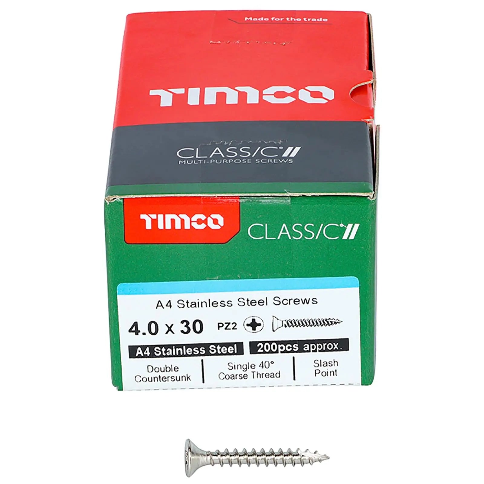 TIMCO Classic Wood Screw A4 Stainless Steel Countersunk Multi Purpose  White Rose Tools