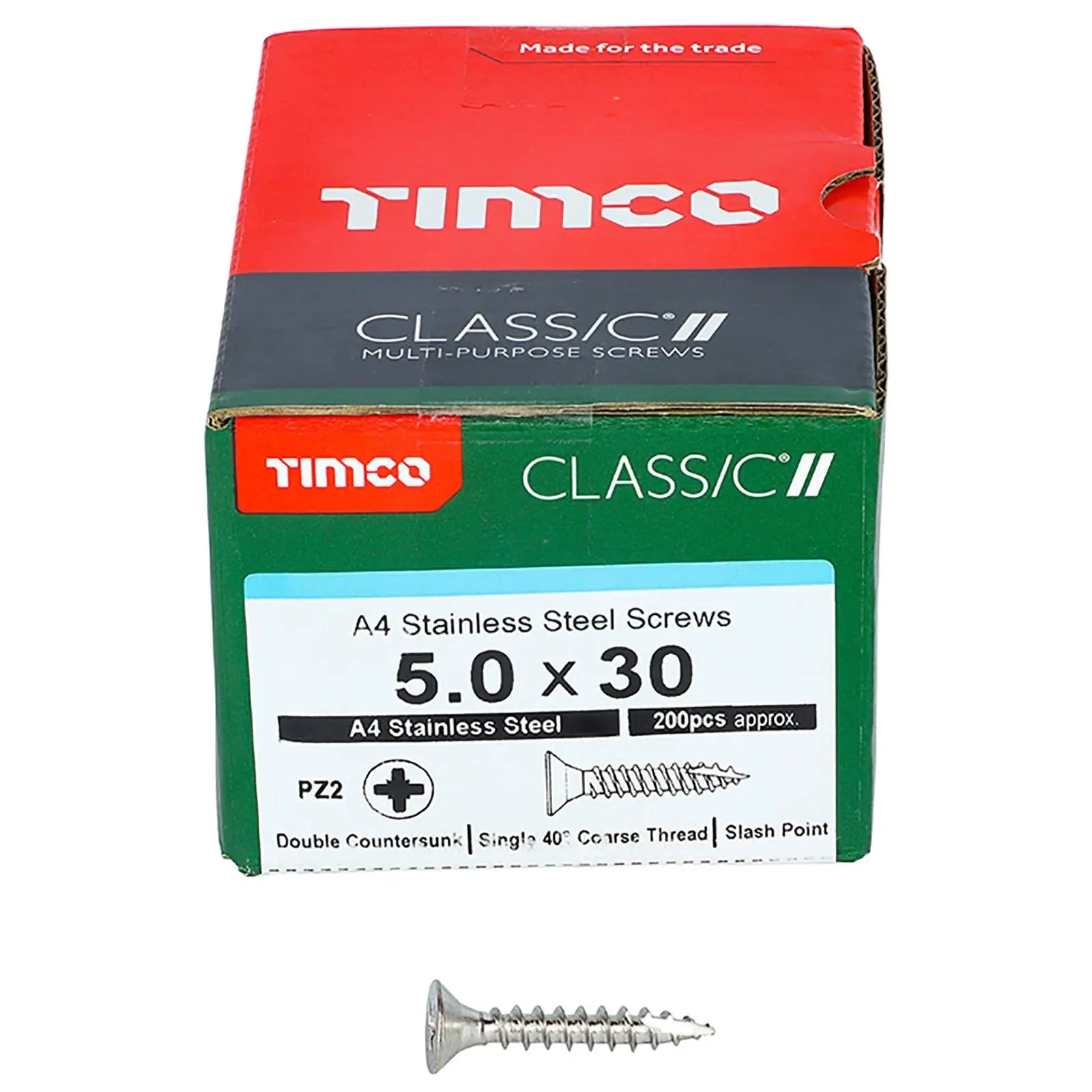 TIMCO Classic Wood Screw A4 Stainless Steel Countersunk Multi Purpose  White Rose Tools
