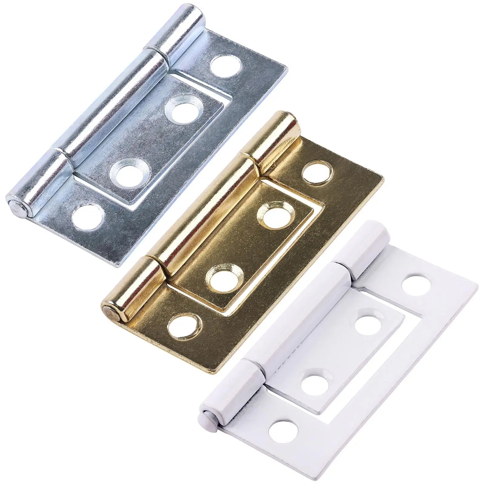 TIMCO Flush Hinge (105) for Cupboards Cabinets Doors Shutters Zinc Electro Brass White - Choose Size and Colour White Rose Tools