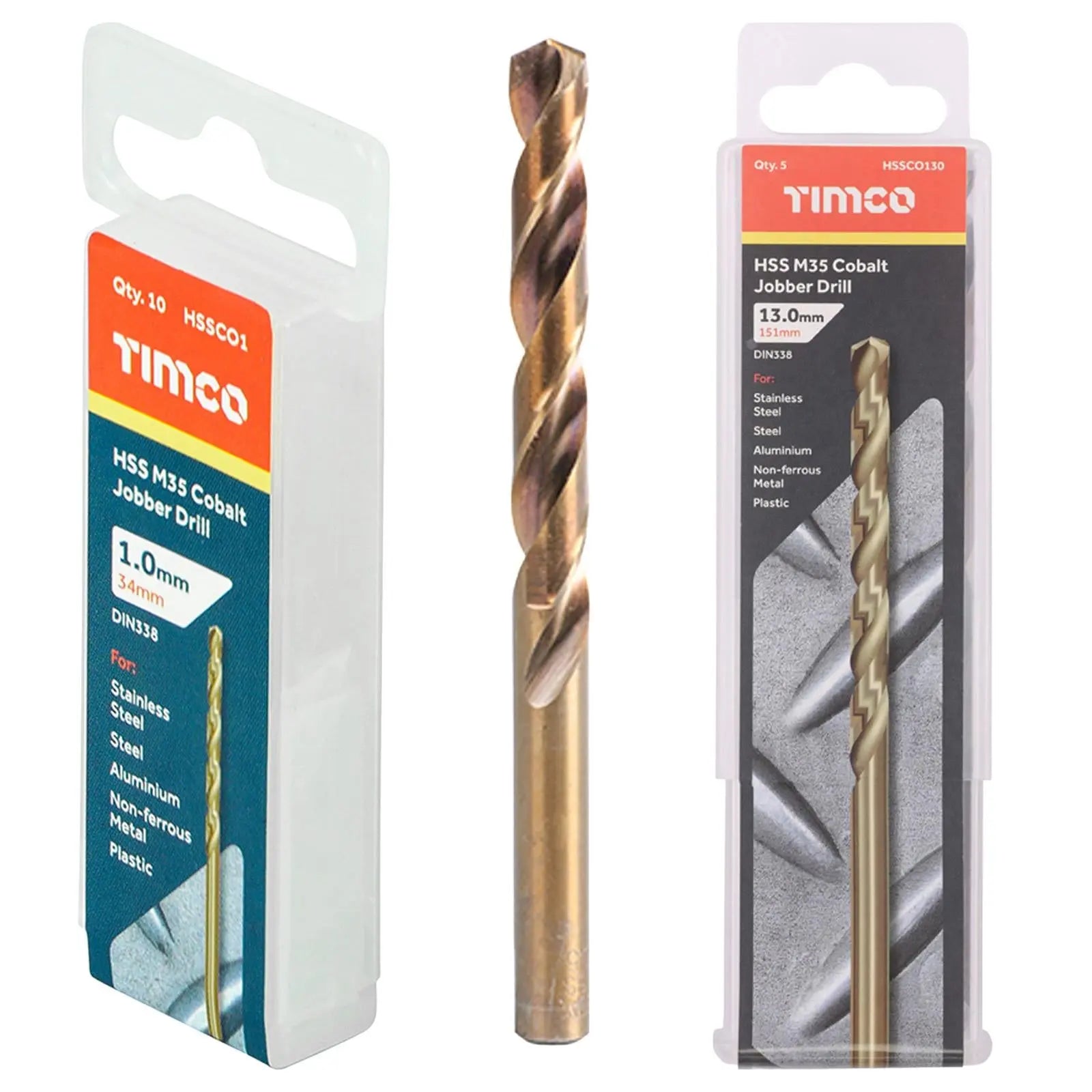 TIMCO HSS Cobalt Jobber Metal Drill Bits M35 Tube DIN338 1-13mm - Choose Size White Rose Tools