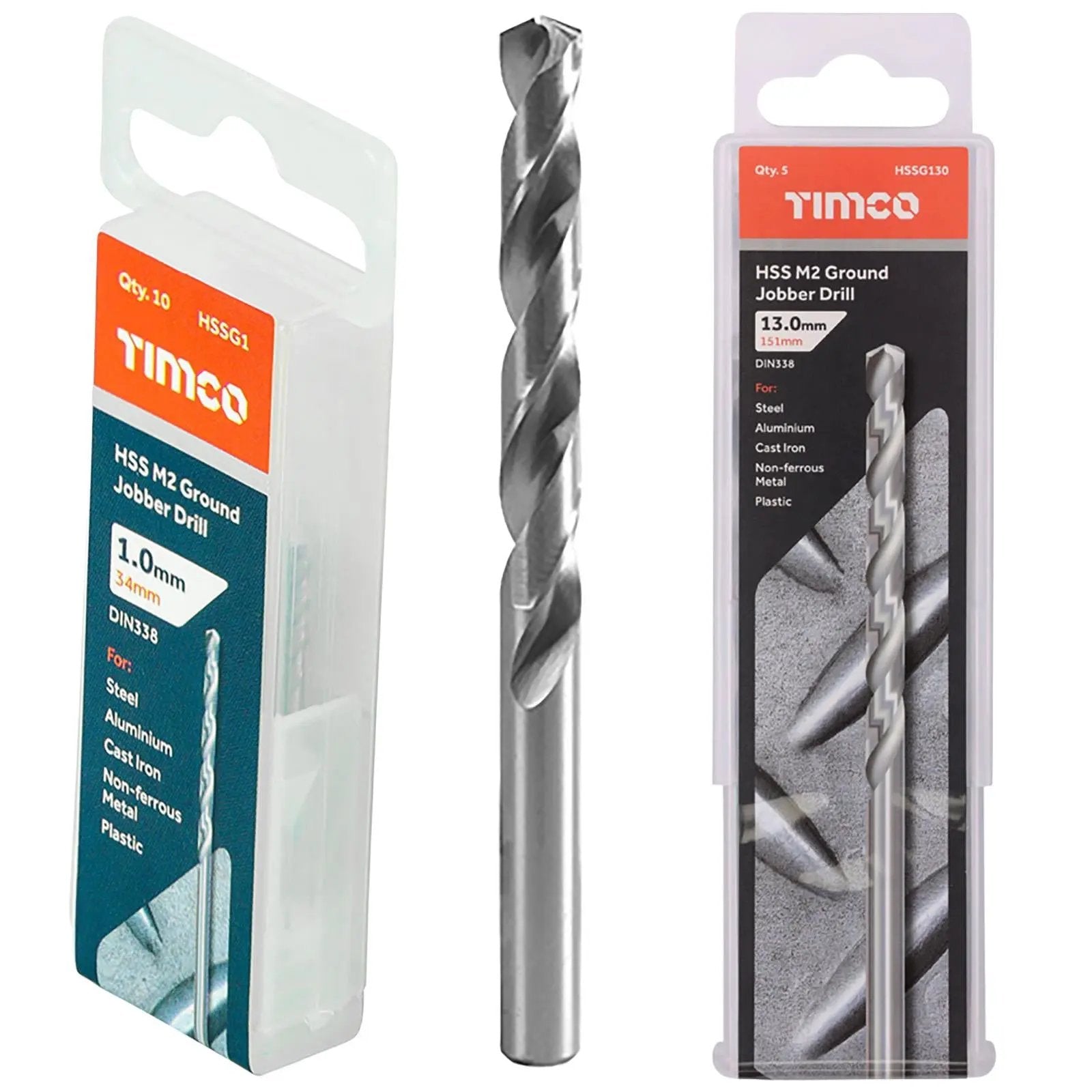 TIMCO HSS Drill Bits M2 Ground Jobber Drill Bit Pack DIN338 - Choose Size  White Rose Tools