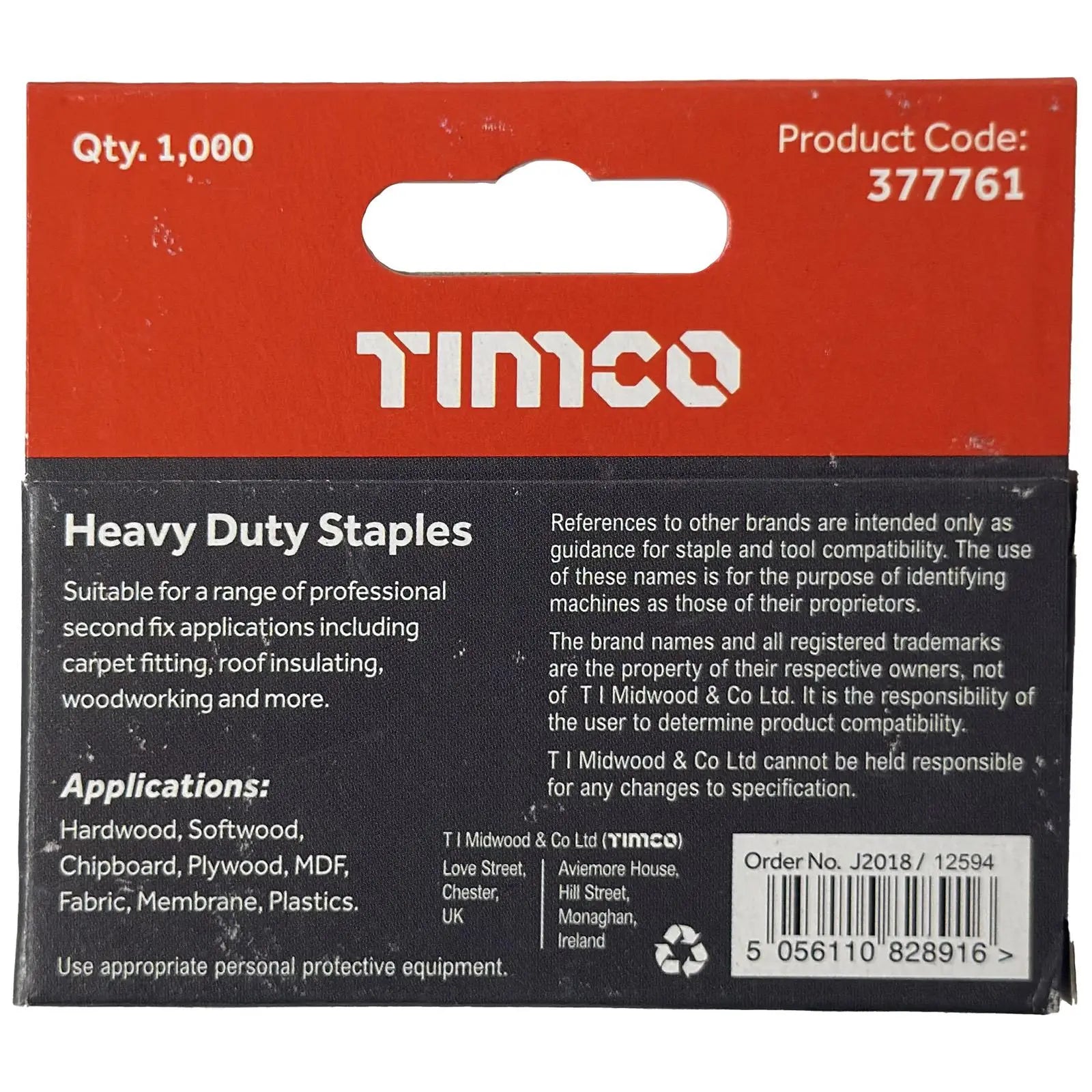 TIMCO Heavy Duty Staples A2 Stainless Steel 1000 Staples Type 140 T50 - Choose Size  White Rose Tools
