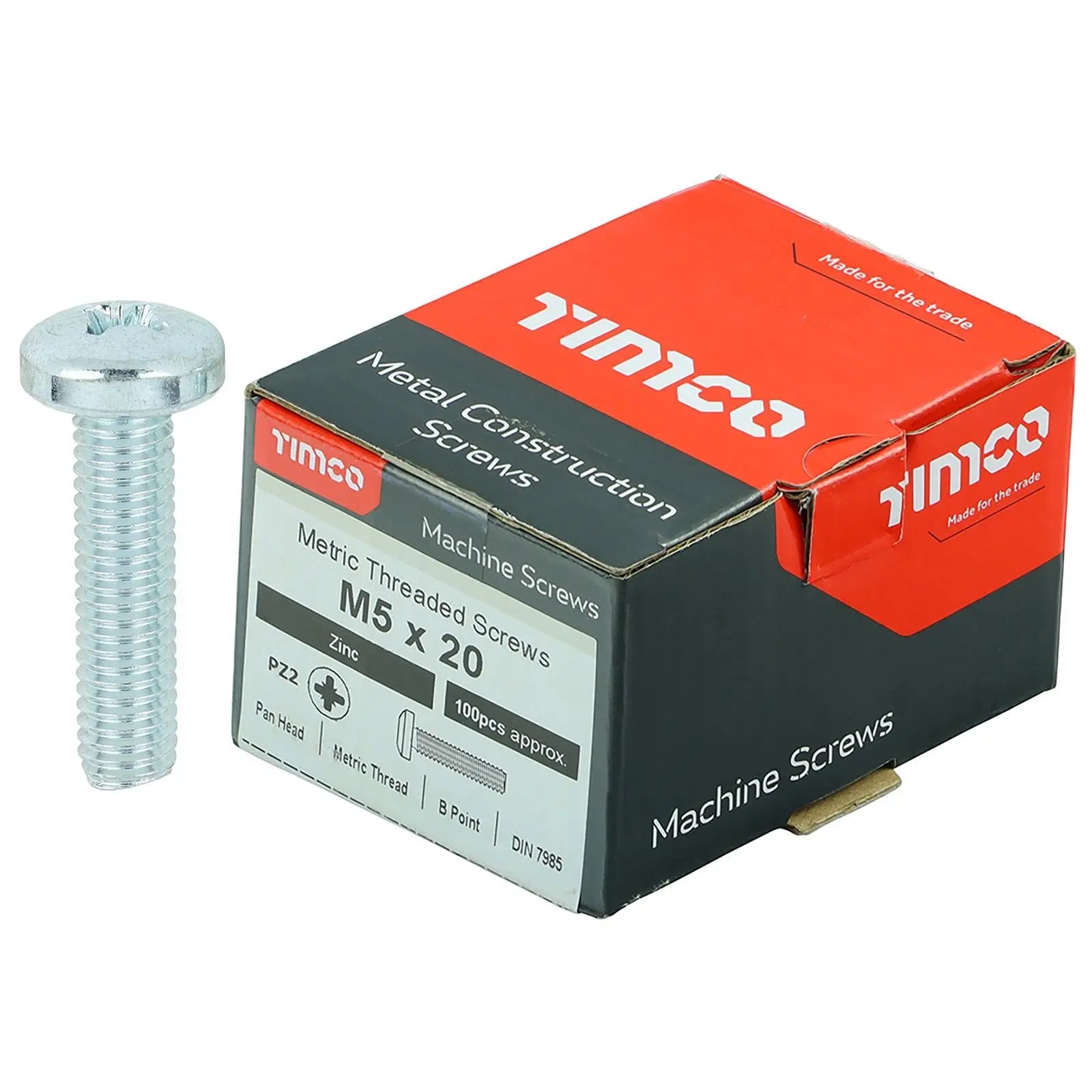 TIMCO Machine Screws Pan Head Zinc Pozi Head 100 Screws Box - Choose Size White Rose Tools