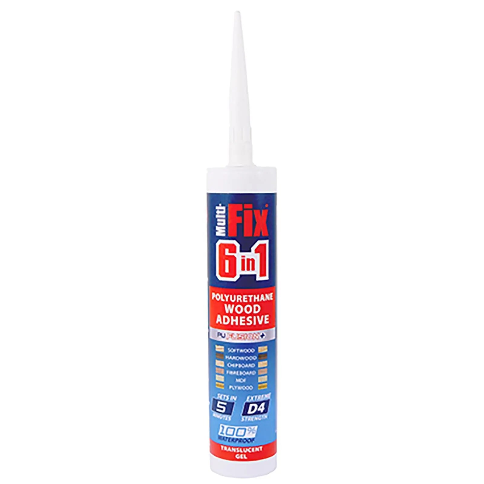 TIMCO PU Wood Adhesive Glue 5 Minute D4 Translucent Gel 310ml Cartridge 12 Pack White Rose Tools