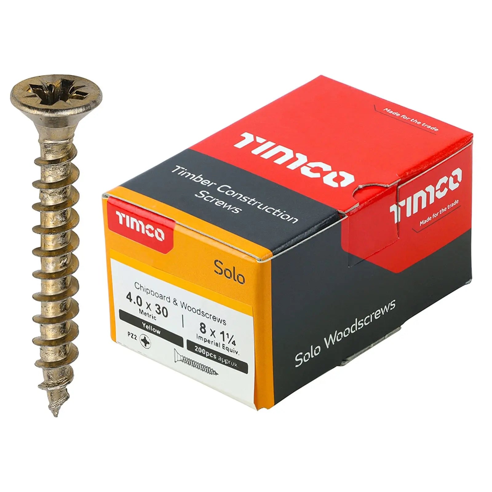 TIMCO SOLO Wood Screws Yellow Double Countersunk Pozi Boxed - Choose Size  White Rose Tools