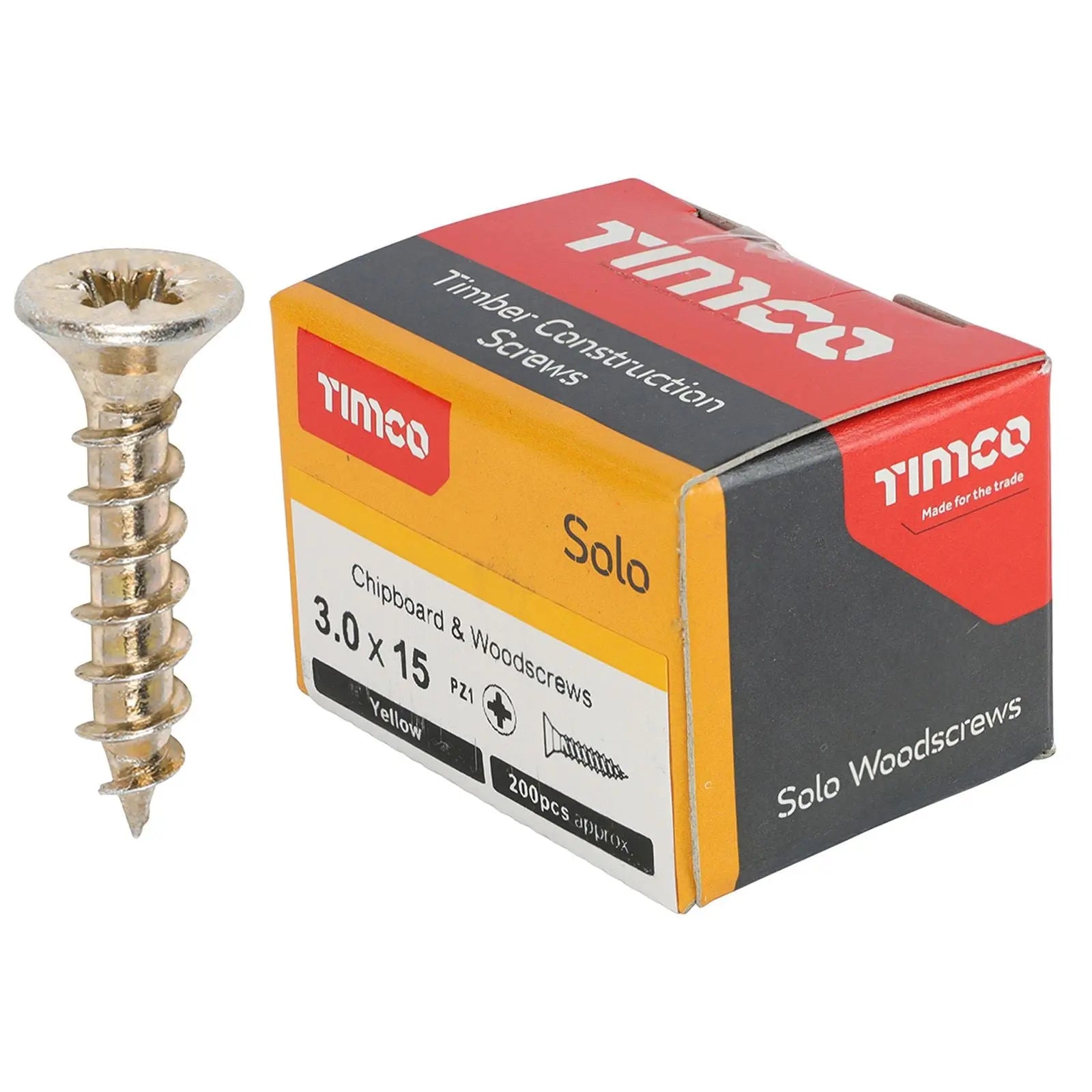 TIMCO SOLO Wood Screws Yellow Double Countersunk Pozi Boxed - Choose Size  White Rose Tools