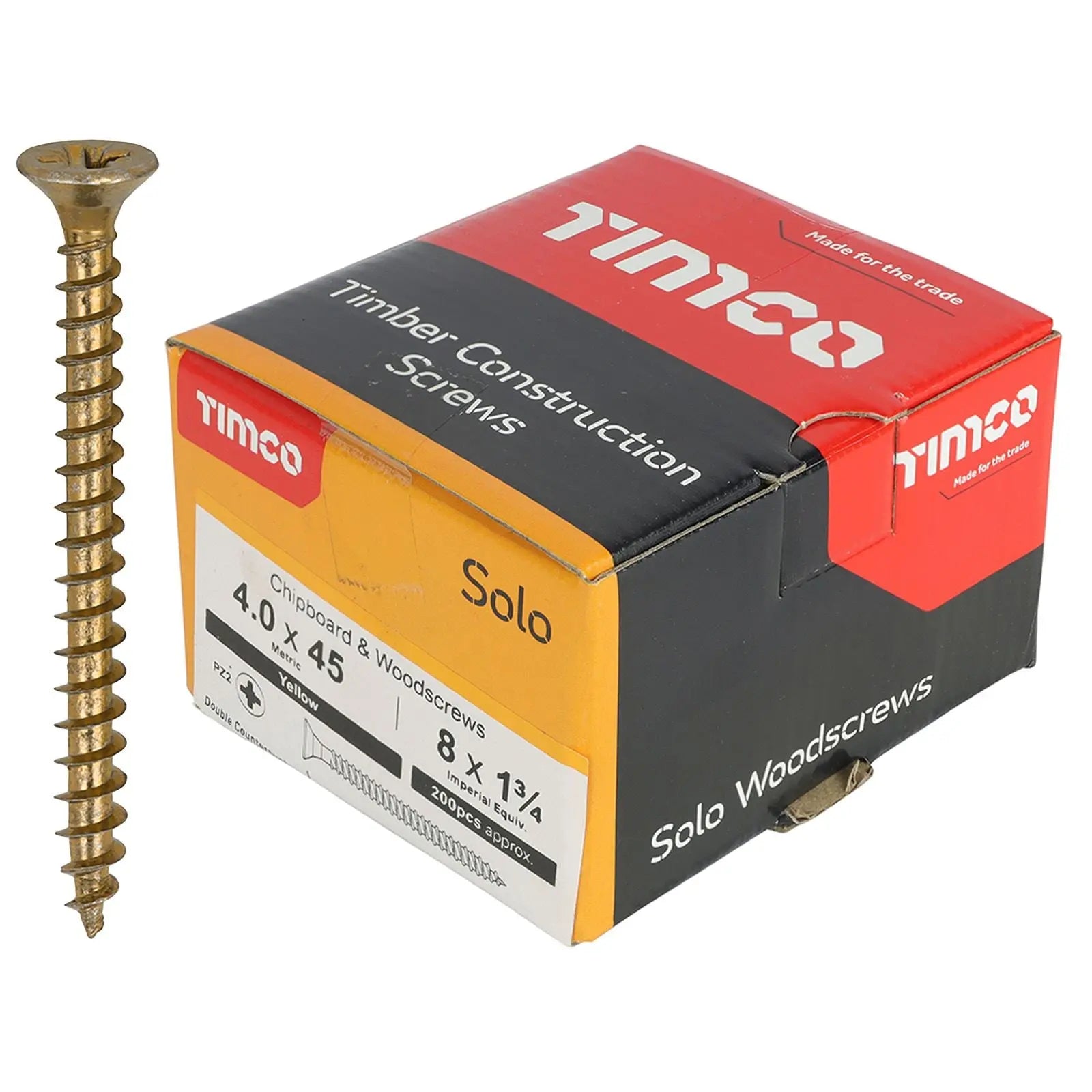 TIMCO SOLO Wood Screws Yellow Double Countersunk Pozi Boxed - Choose Size  White Rose Tools