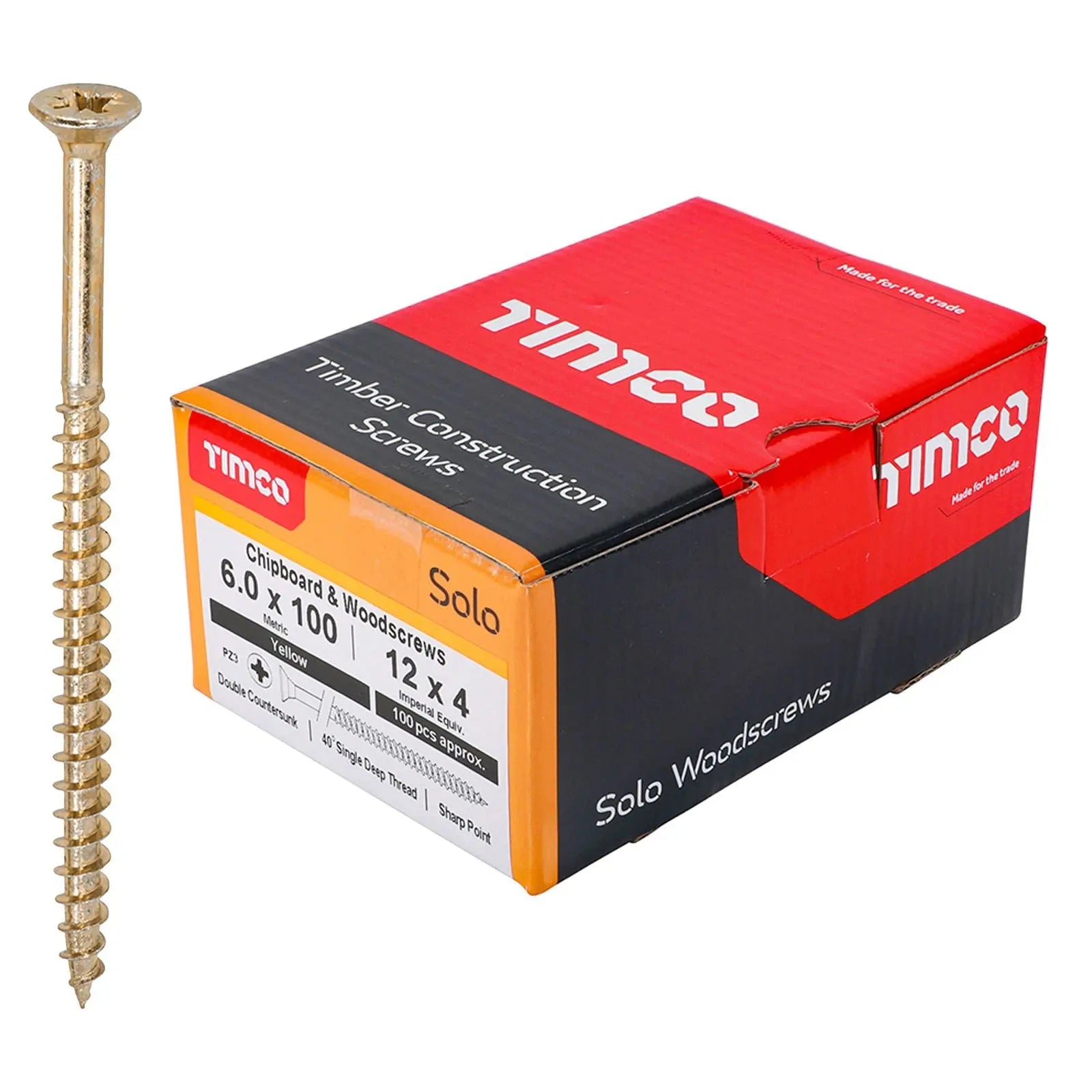 TIMCO SOLO Wood Screws Yellow Double Countersunk Pozi Boxed - Choose Size  White Rose Tools