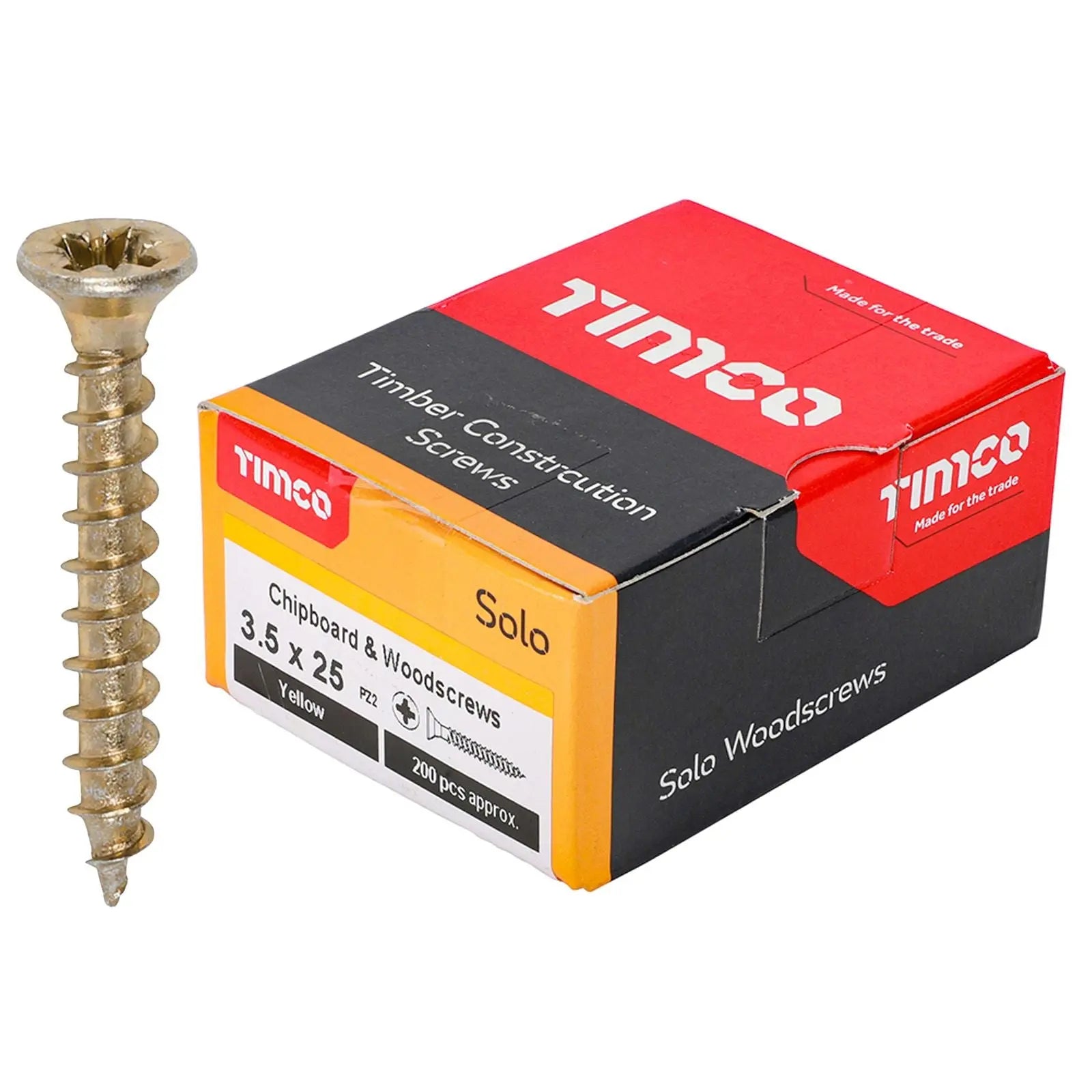 TIMCO SOLO Wood Screws Yellow Double Countersunk Pozi Boxed - Choose Size  White Rose Tools