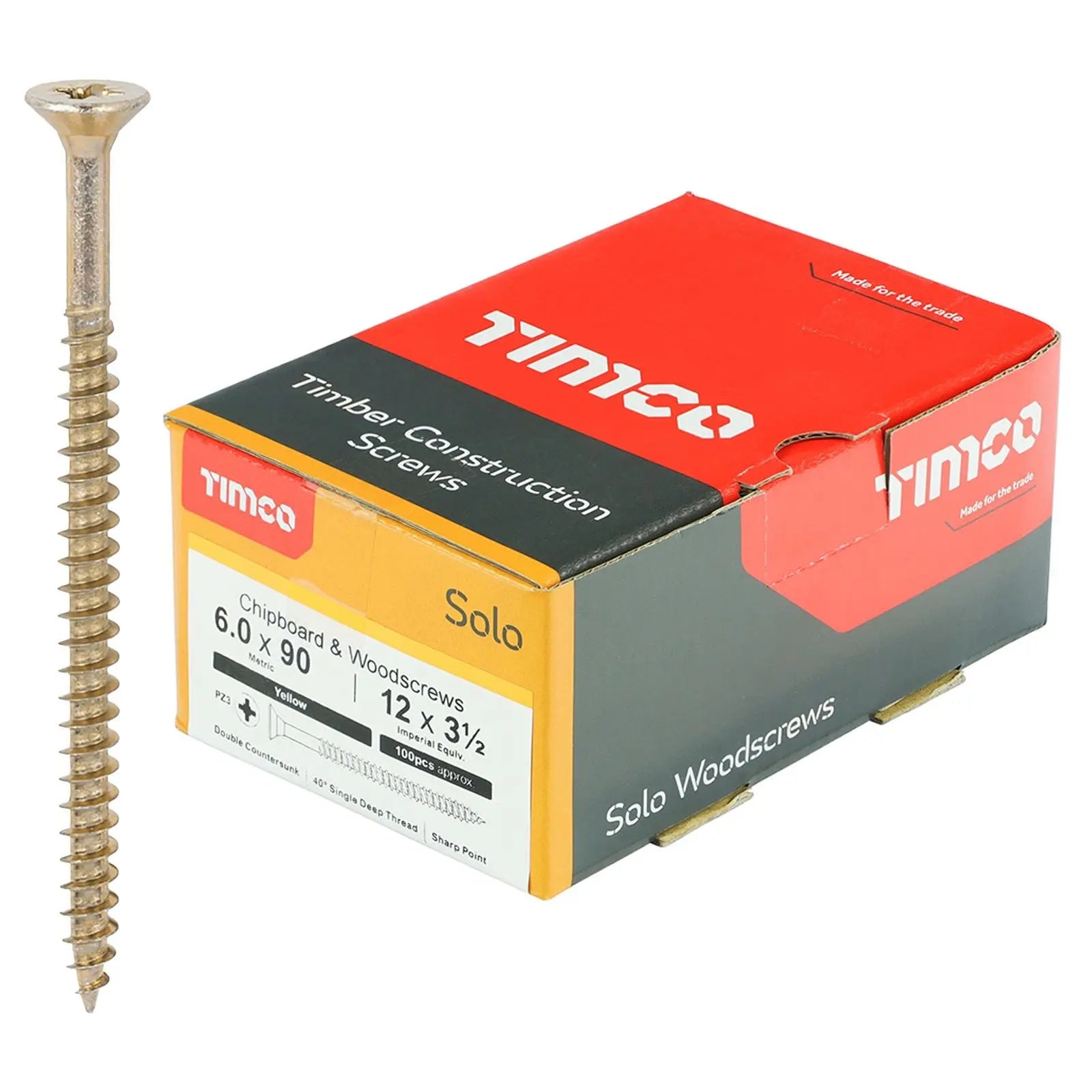 TIMCO SOLO Wood Screws Yellow Double Countersunk Pozi Boxed - Choose Size  White Rose Tools