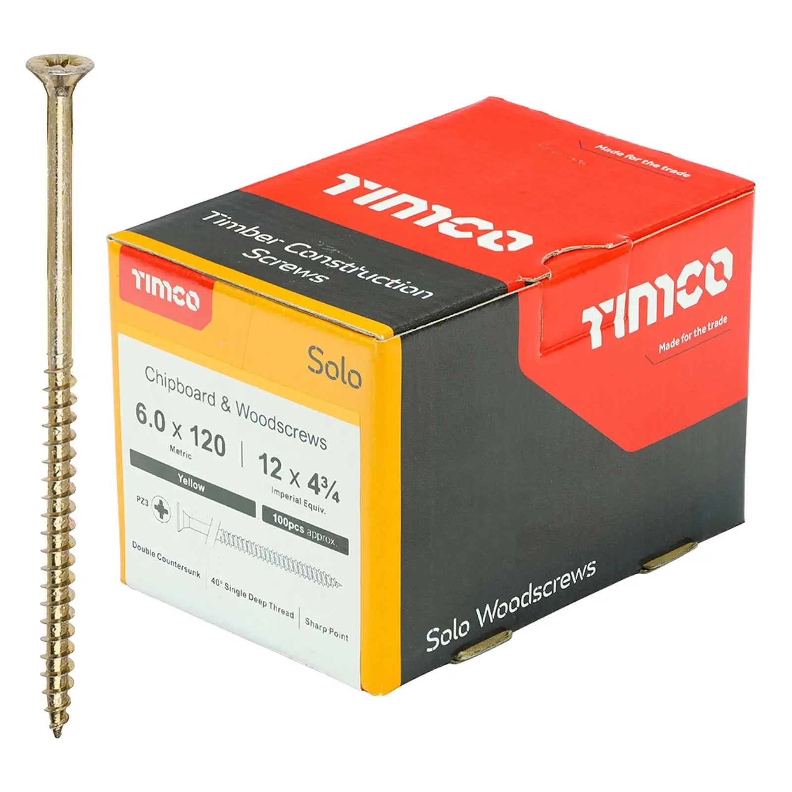 TIMCO SOLO Wood Screws Yellow Double Countersunk Pozi Boxed - Choose Size  White Rose Tools