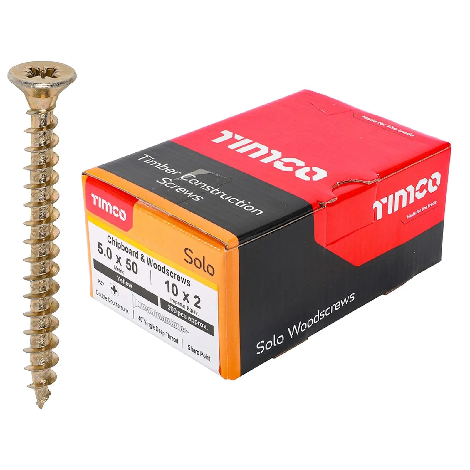 TIMCO SOLO Wood Screws Yellow Double Countersunk Pozi Boxed - Choose Size  White Rose Tools