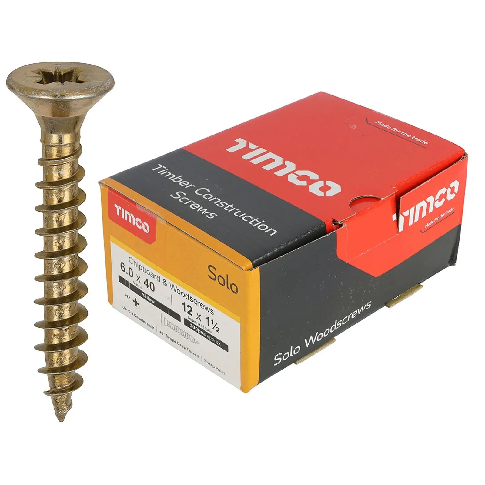 TIMCO SOLO Wood Screws Yellow Double Countersunk Pozi Boxed - Choose Size  White Rose Tools
