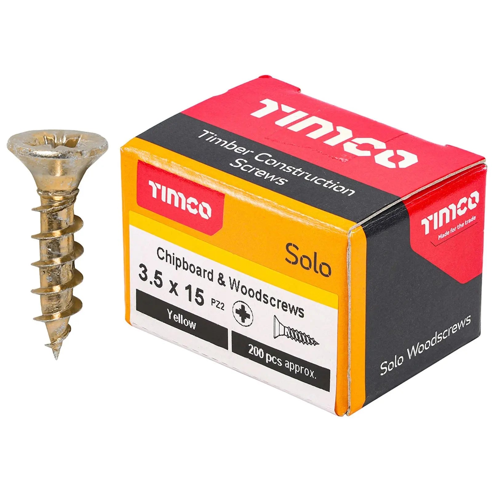 TIMCO SOLO Wood Screws Yellow Double Countersunk Pozi Boxed - Choose Size  White Rose Tools