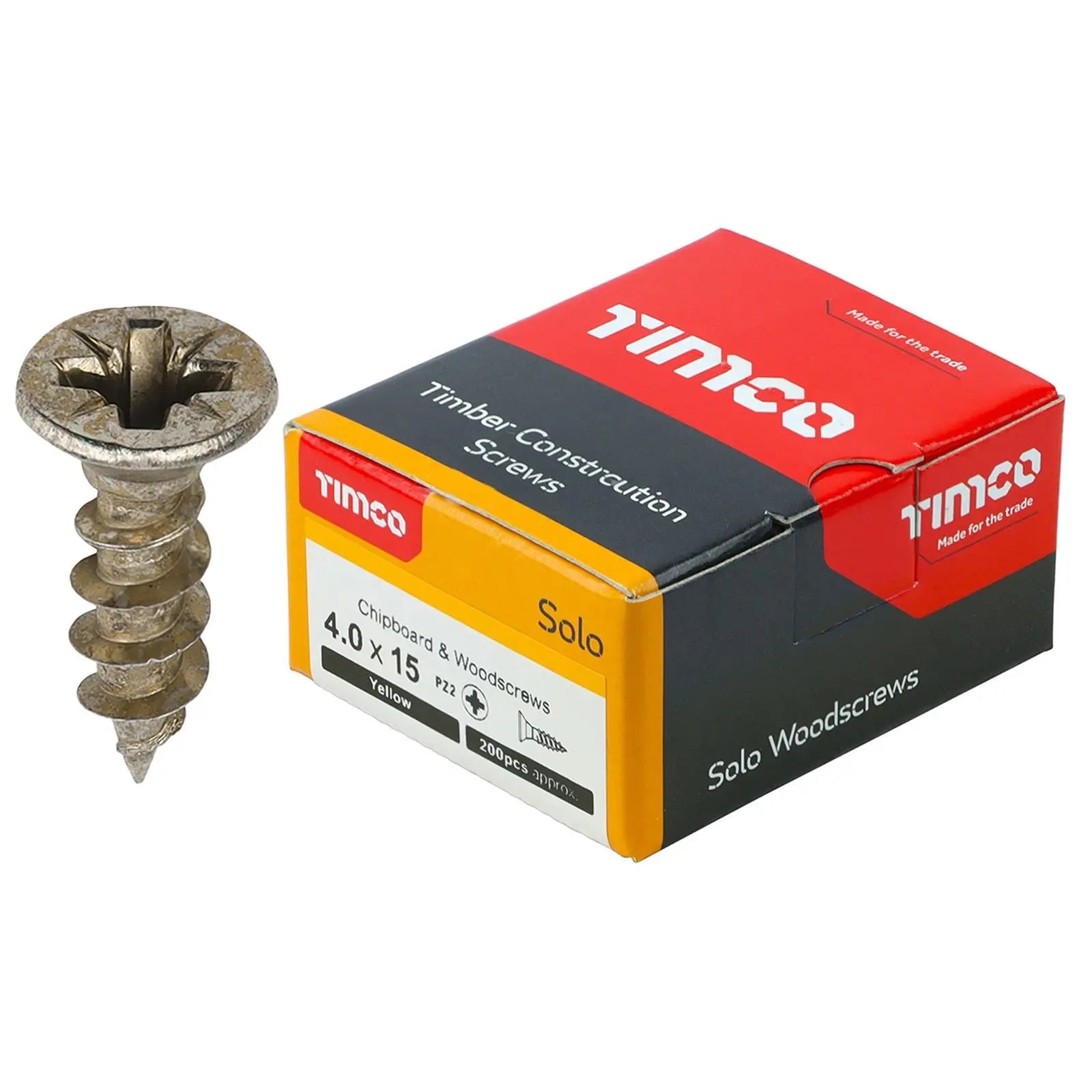 TIMCO SOLO Wood Screws Yellow Double Countersunk Pozi Boxed - Choose Size  White Rose Tools