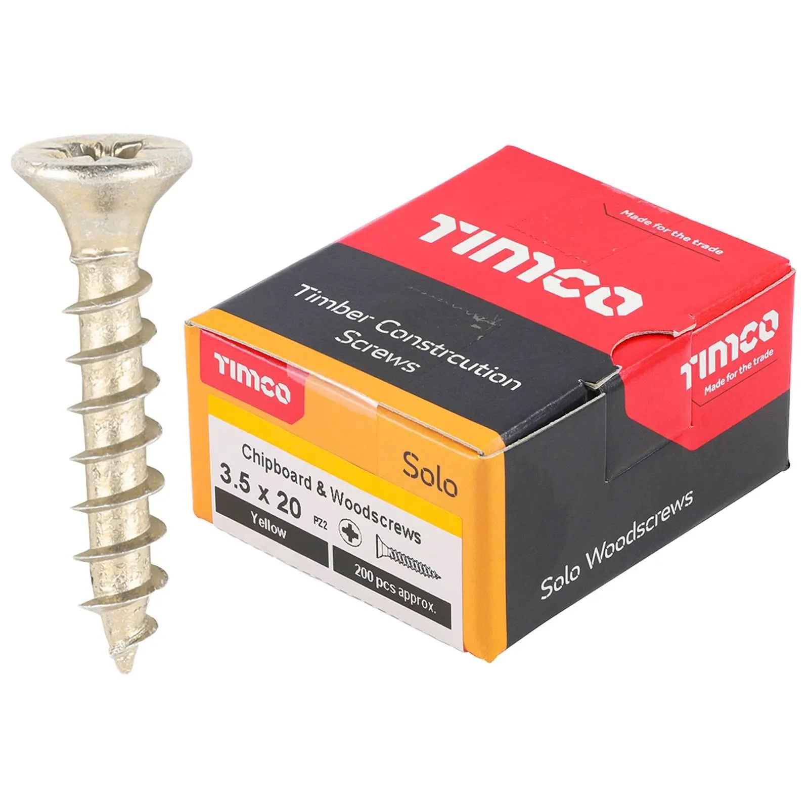 TIMCO SOLO Wood Screws Yellow Double Countersunk Pozi Boxed - Choose Size  White Rose Tools