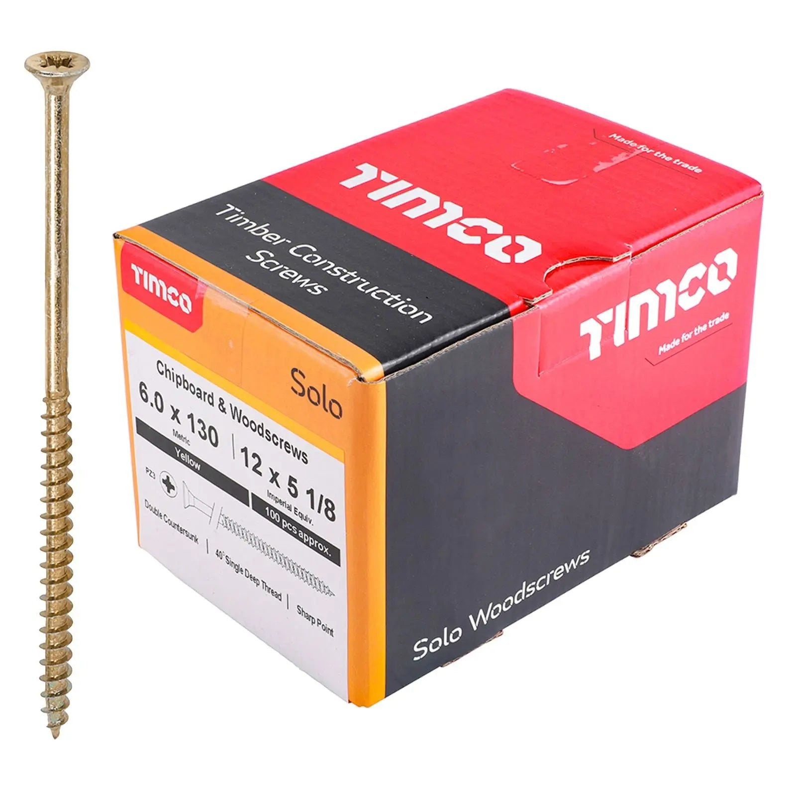 TIMCO SOLO Wood Screws Yellow Double Countersunk Pozi Boxed - Choose Size  White Rose Tools