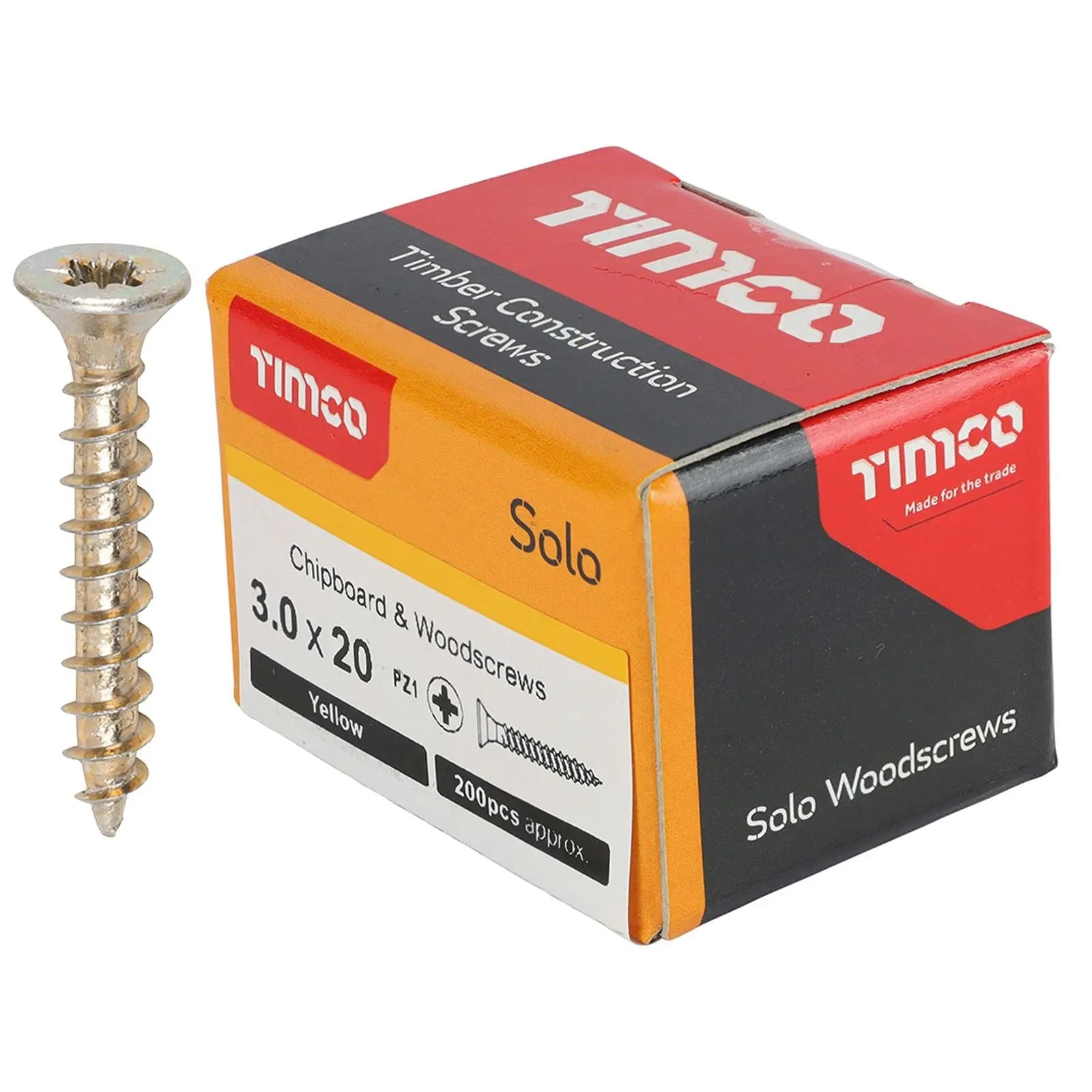 TIMCO SOLO Wood Screws Yellow Double Countersunk Pozi Boxed - Choose Size  White Rose Tools