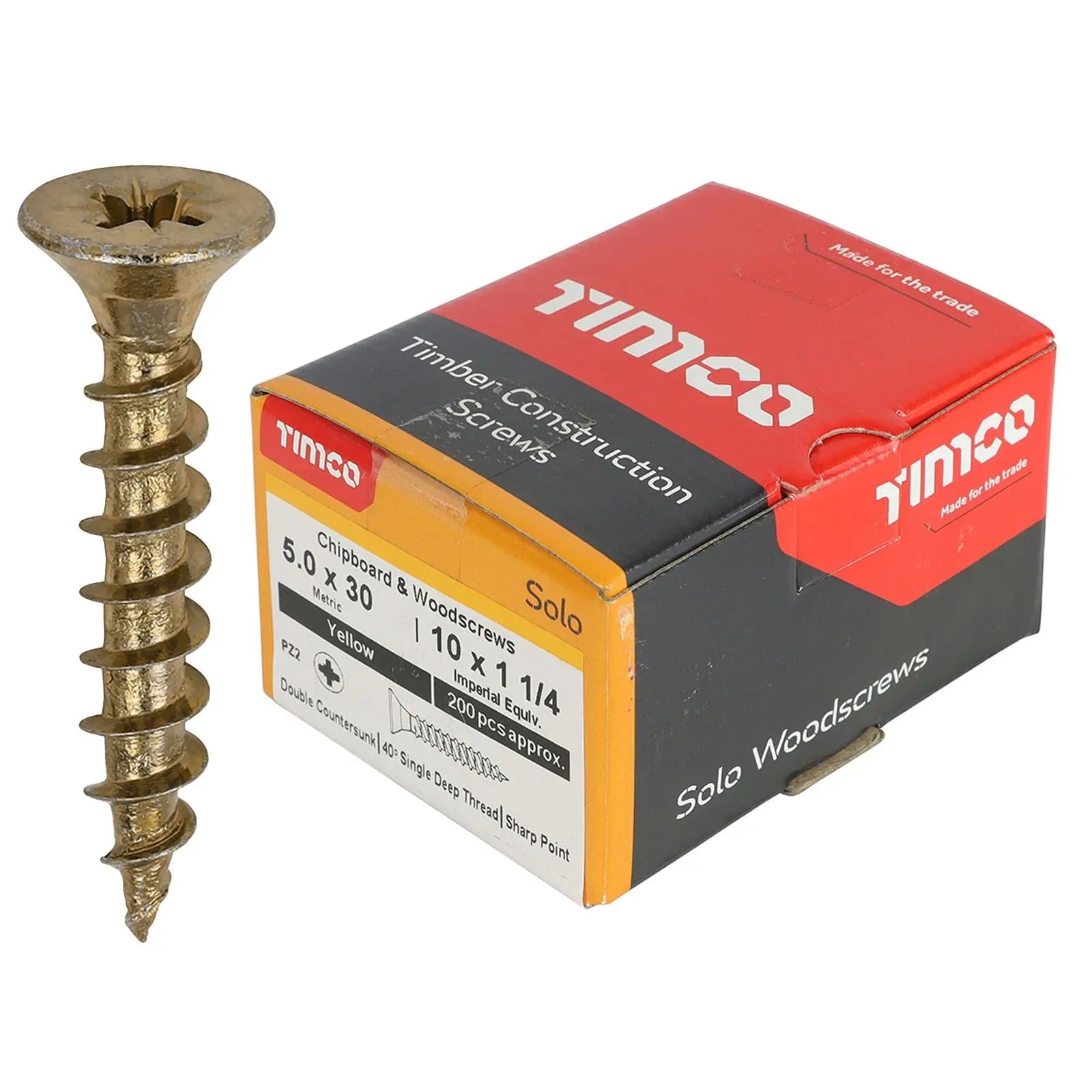 TIMCO SOLO Wood Screws Yellow Double Countersunk Pozi Boxed - Choose Size  White Rose Tools