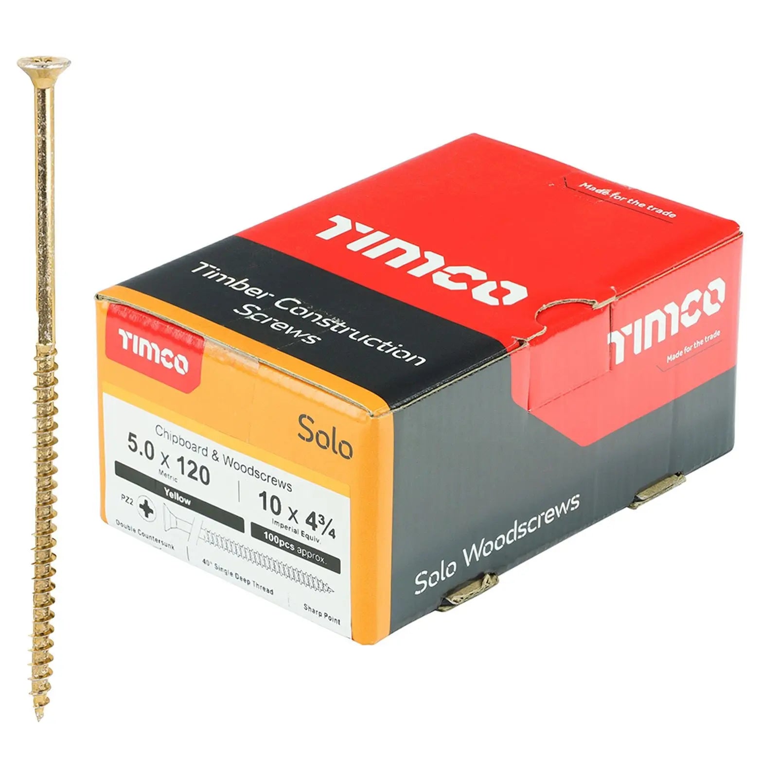 TIMCO SOLO Wood Screws Yellow Double Countersunk Pozi Boxed - Choose Size  White Rose Tools
