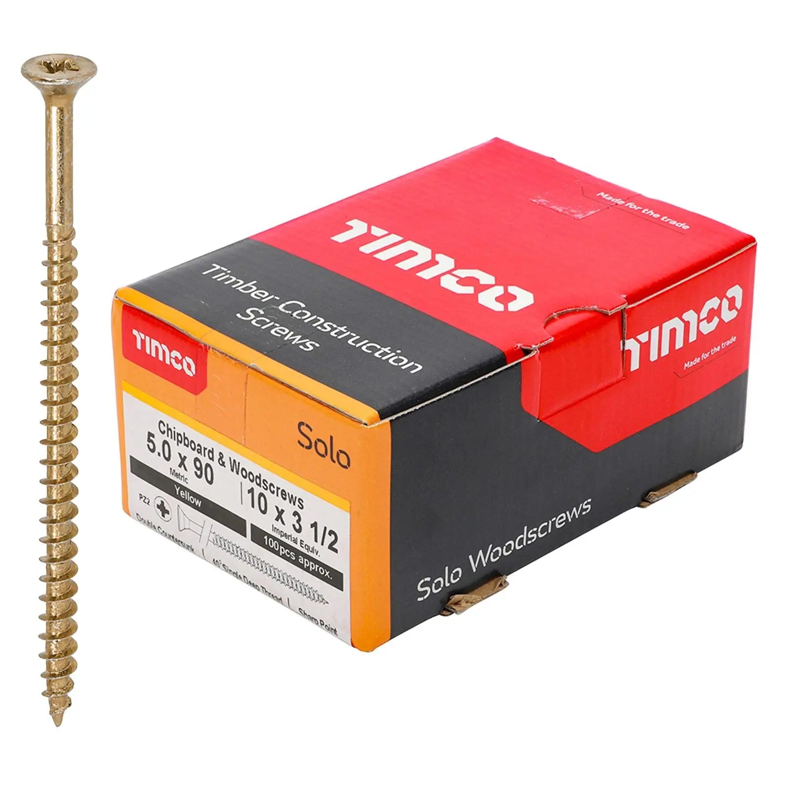 TIMCO SOLO Wood Screws Yellow Double Countersunk Pozi Boxed - Choose Size  White Rose Tools