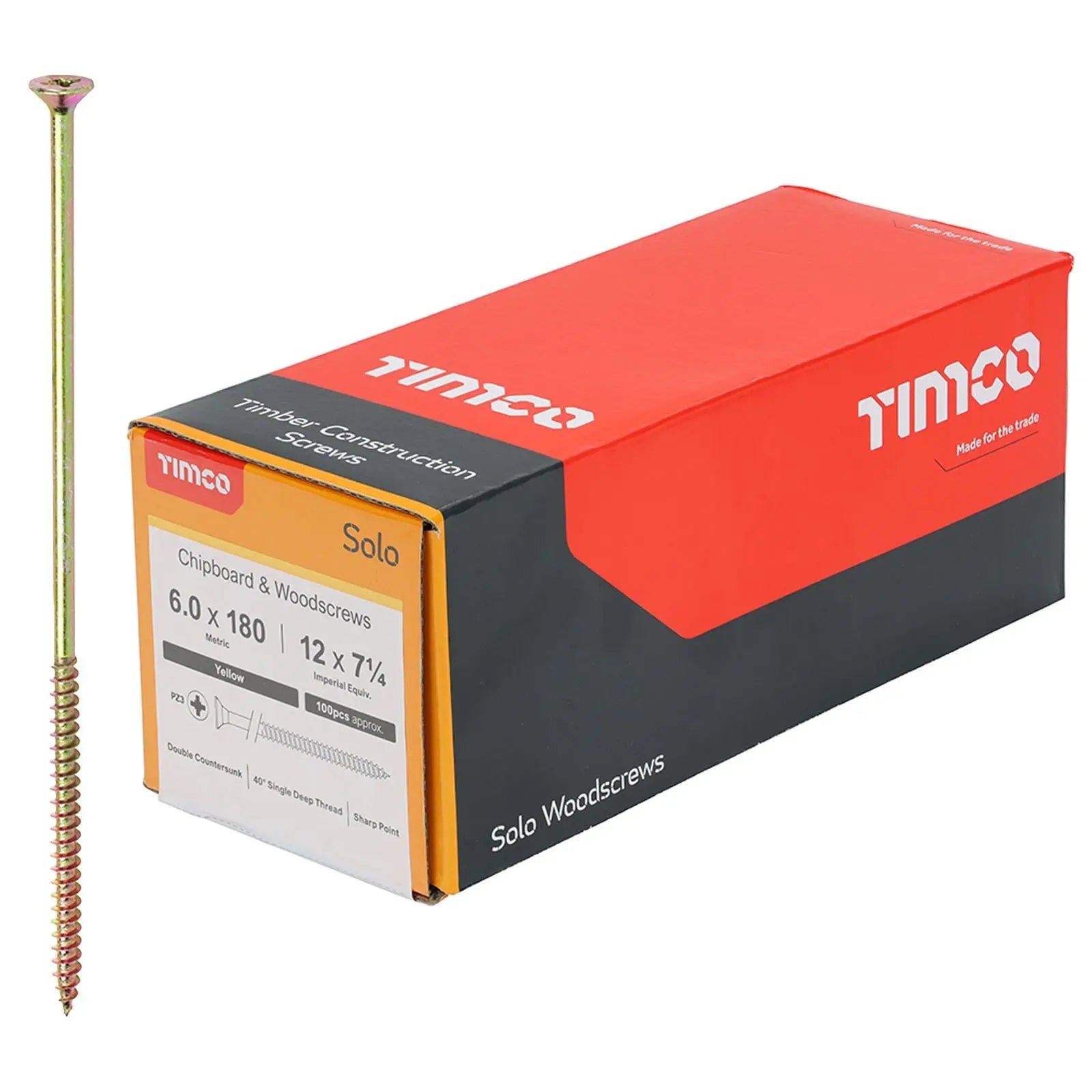 TIMCO SOLO Wood Screws Yellow Double Countersunk Pozi Boxed - Choose Size  White Rose Tools