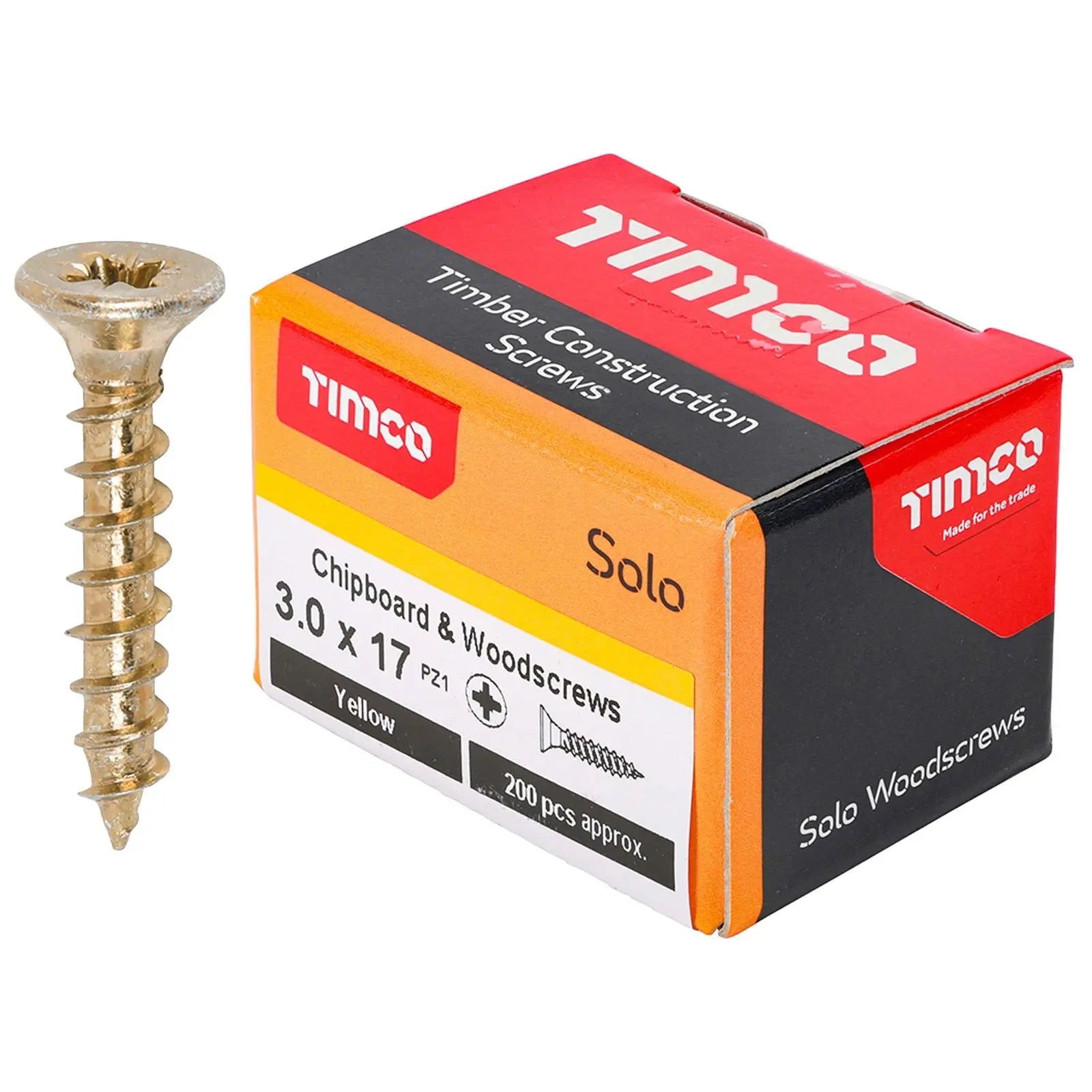 TIMCO SOLO Wood Screws Yellow Double Countersunk Pozi Boxed - Choose Size  White Rose Tools