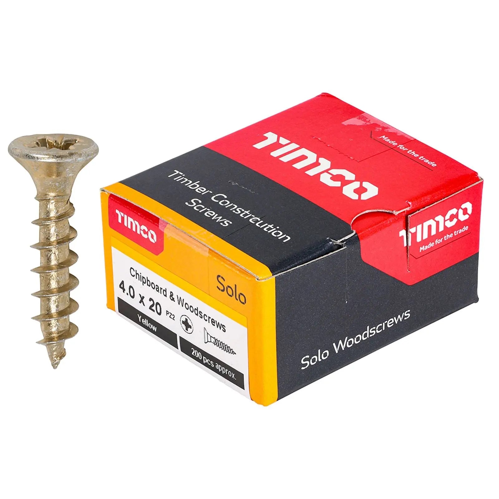 TIMCO SOLO Wood Screws Yellow Double Countersunk Pozi Boxed - Choose Size  White Rose Tools