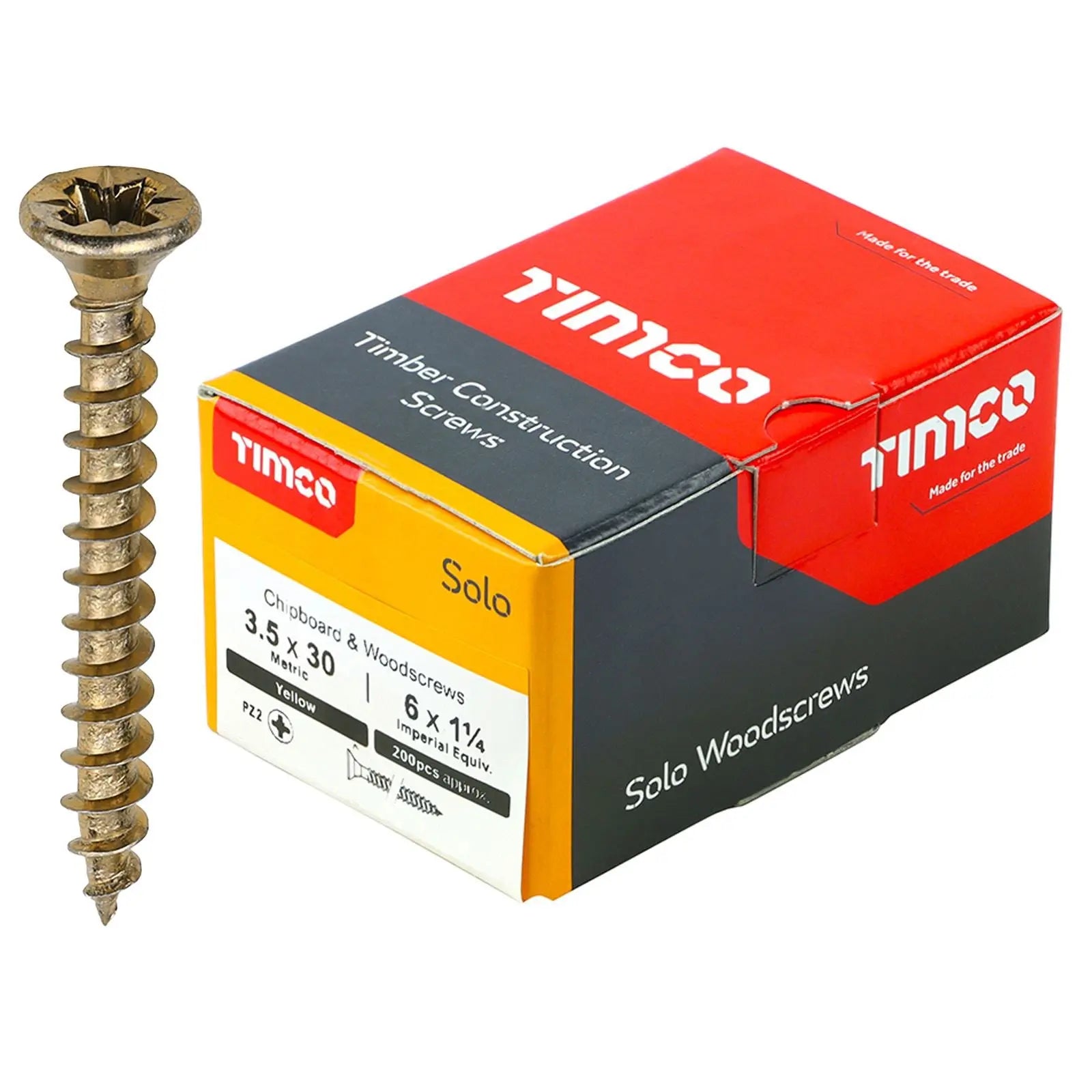 TIMCO SOLO Wood Screws Yellow Double Countersunk Pozi Boxed - Choose Size  White Rose Tools