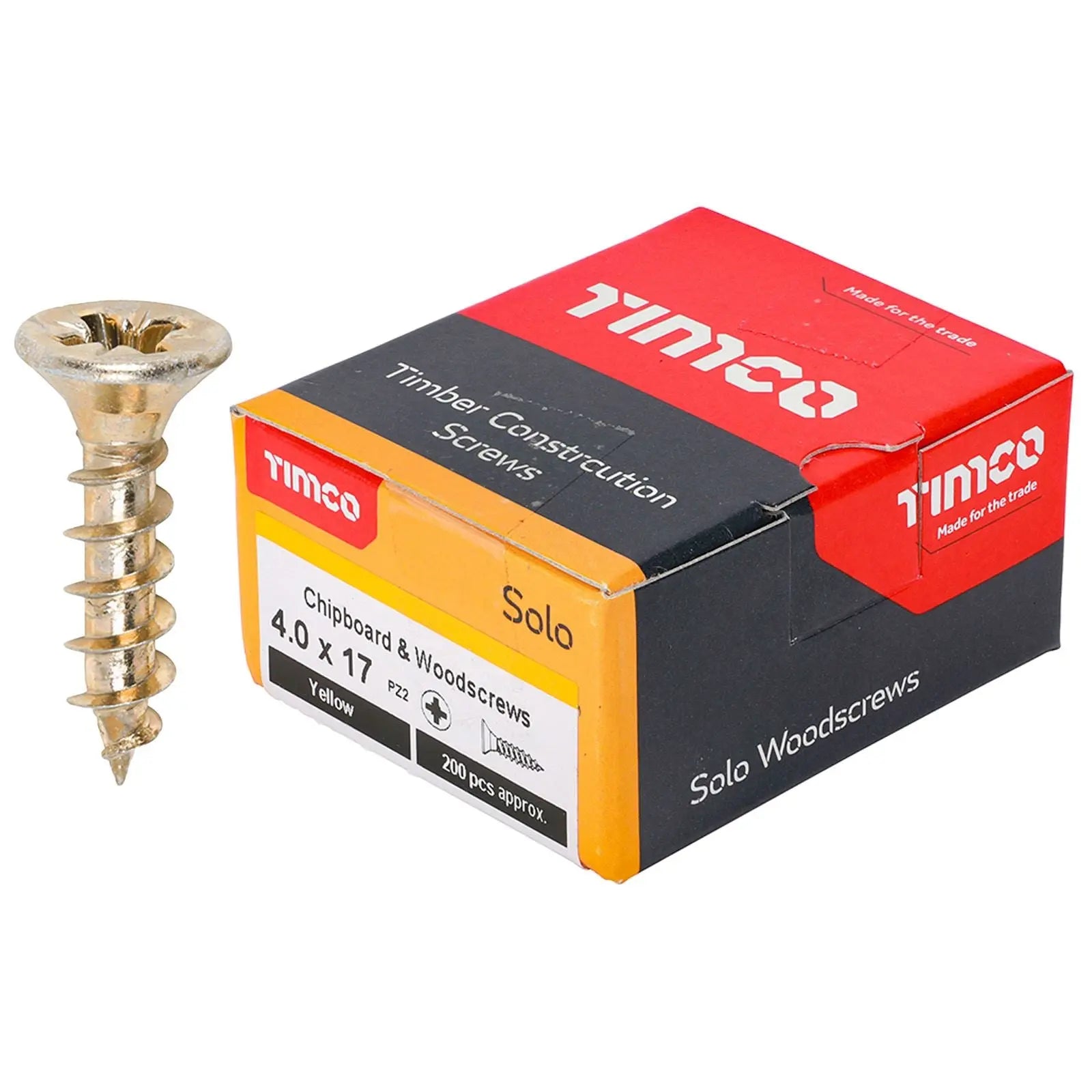 TIMCO SOLO Wood Screws Yellow Double Countersunk Pozi Boxed - Choose Size  White Rose Tools