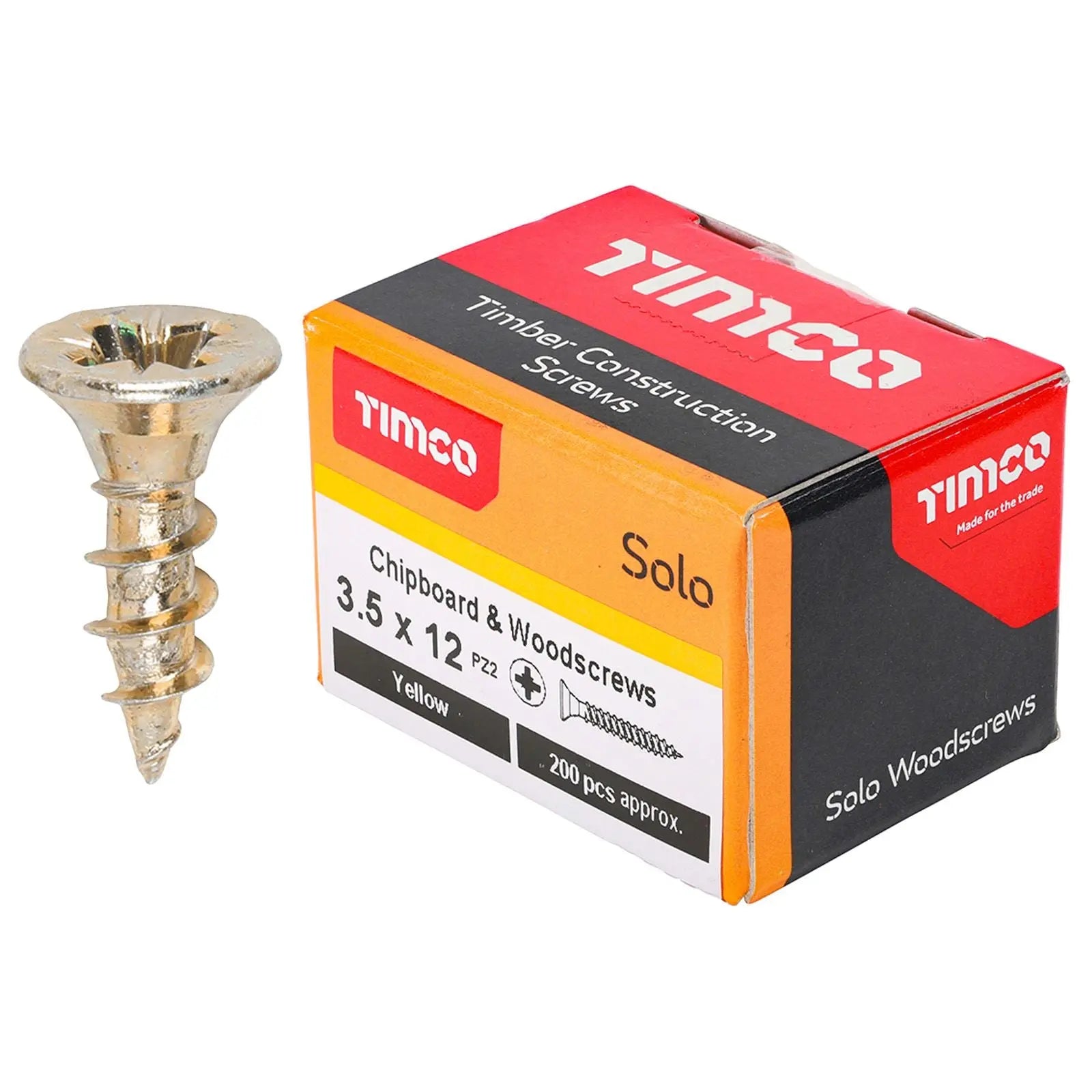 TIMCO SOLO Wood Screws Yellow Double Countersunk Pozi Boxed - Choose Size  White Rose Tools