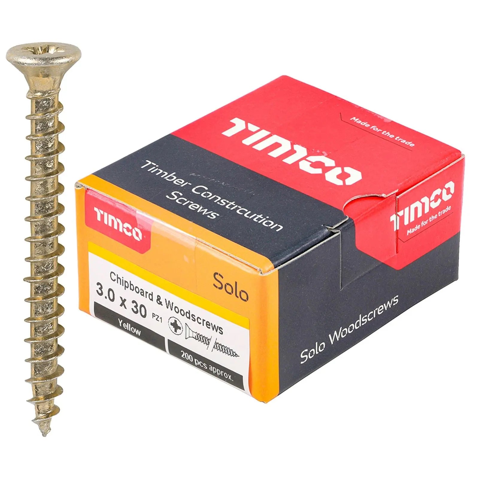 TIMCO SOLO Wood Screws Yellow Double Countersunk Pozi Boxed - Choose Size  White Rose Tools