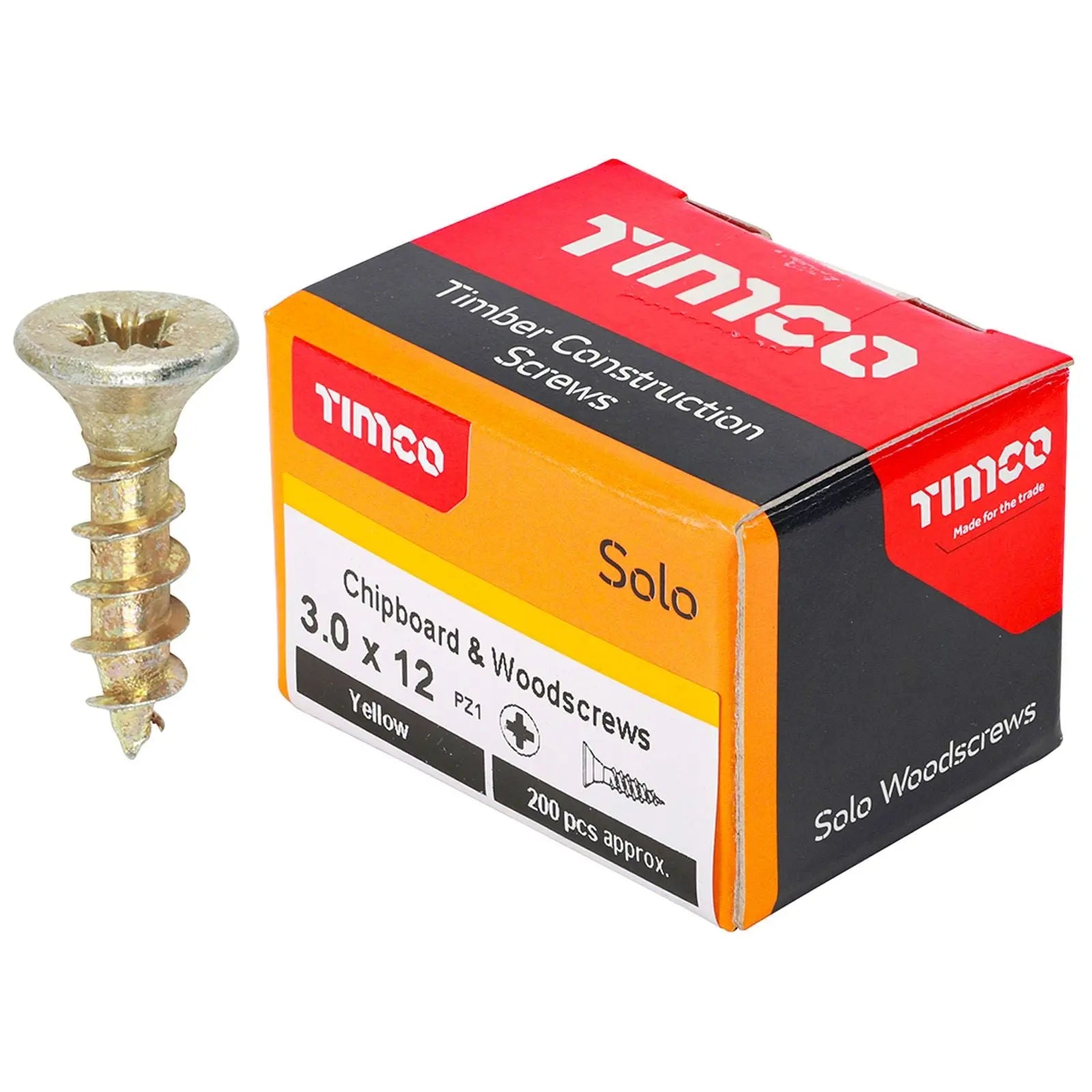 TIMCO SOLO Wood Screws Yellow Double Countersunk Pozi Boxed - Choose Size  White Rose Tools