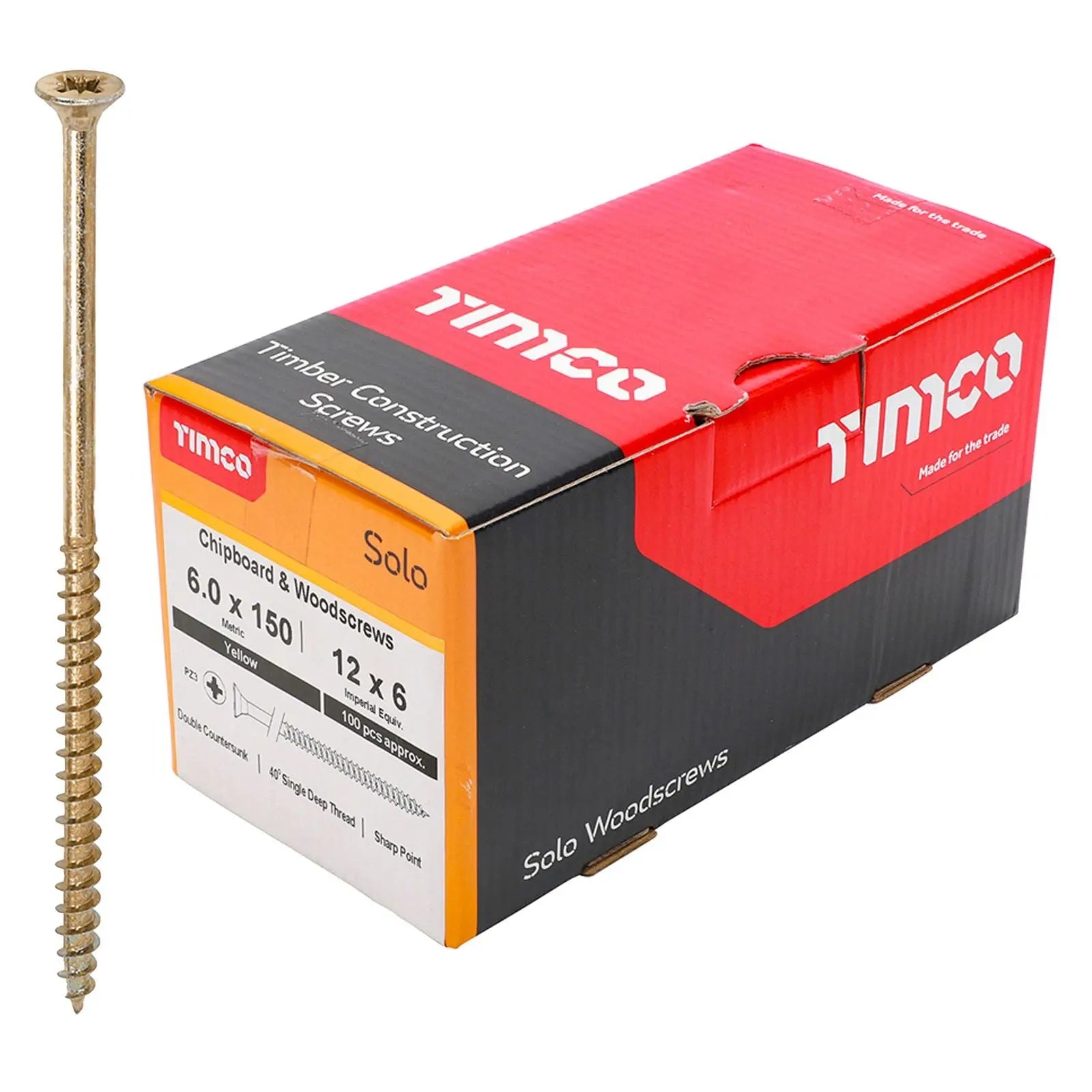TIMCO SOLO Wood Screws Yellow Double Countersunk Pozi Boxed - Choose Size  White Rose Tools