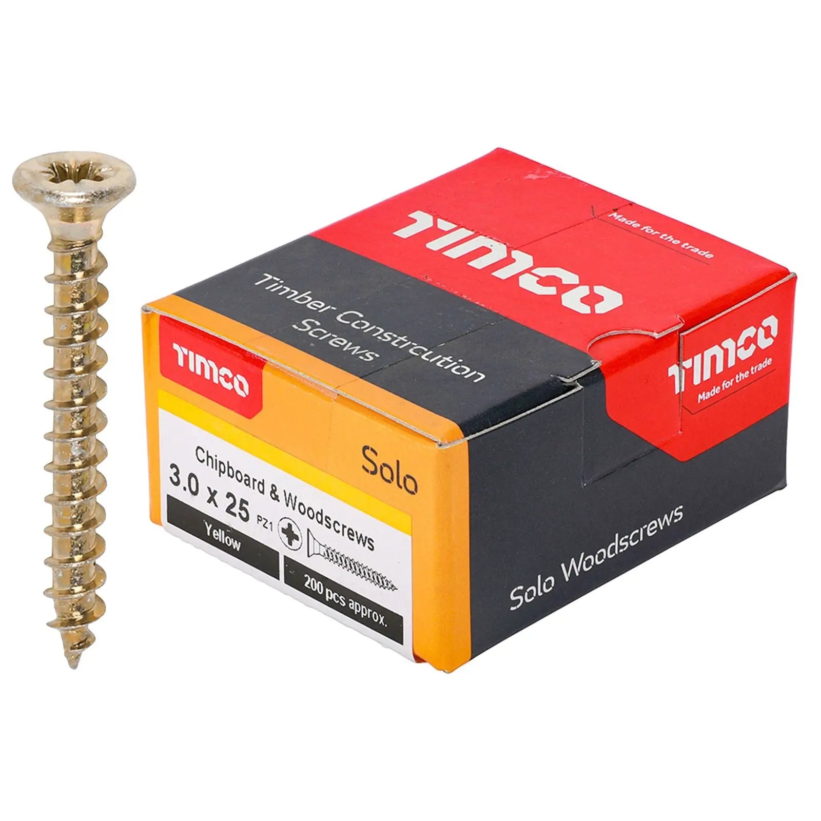 TIMCO SOLO Wood Screws Yellow Double Countersunk Pozi Boxed - Choose Size  White Rose Tools
