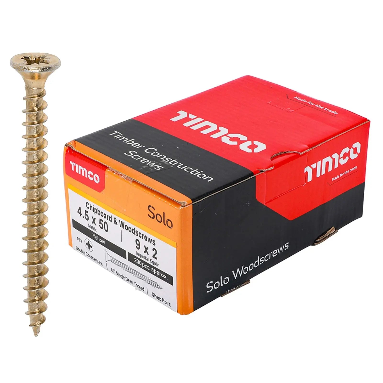 TIMCO SOLO Wood Screws Yellow Double Countersunk Pozi Boxed - Choose Size  White Rose Tools