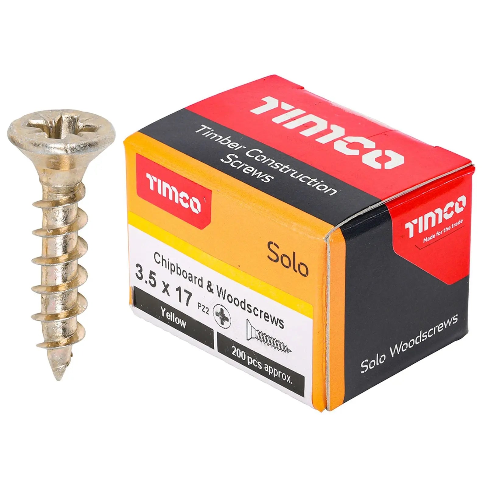 TIMCO SOLO Wood Screws Yellow Double Countersunk Pozi Boxed - Choose Size  White Rose Tools