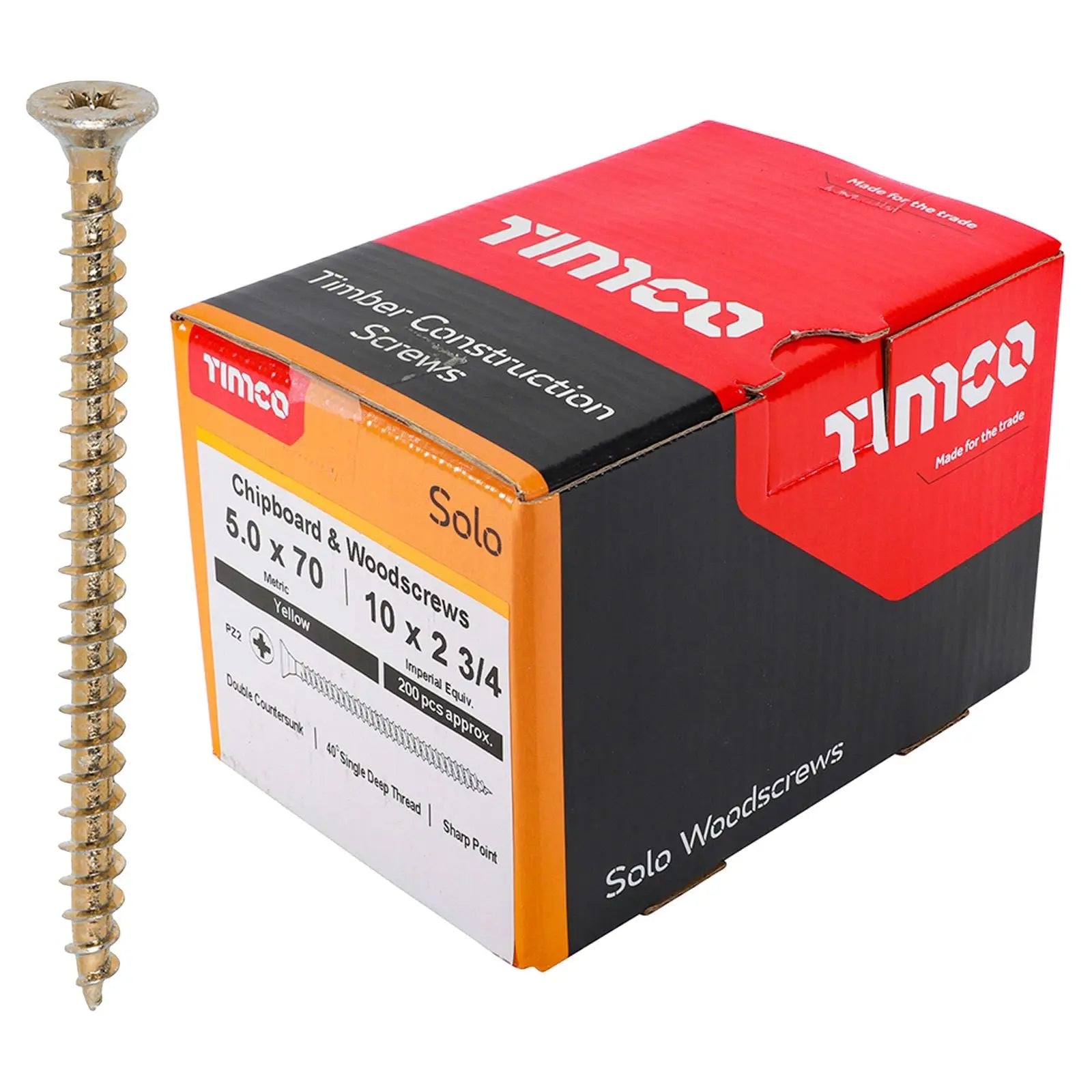 TIMCO SOLO Wood Screws Yellow Double Countersunk Pozi Boxed - Choose Size  White Rose Tools