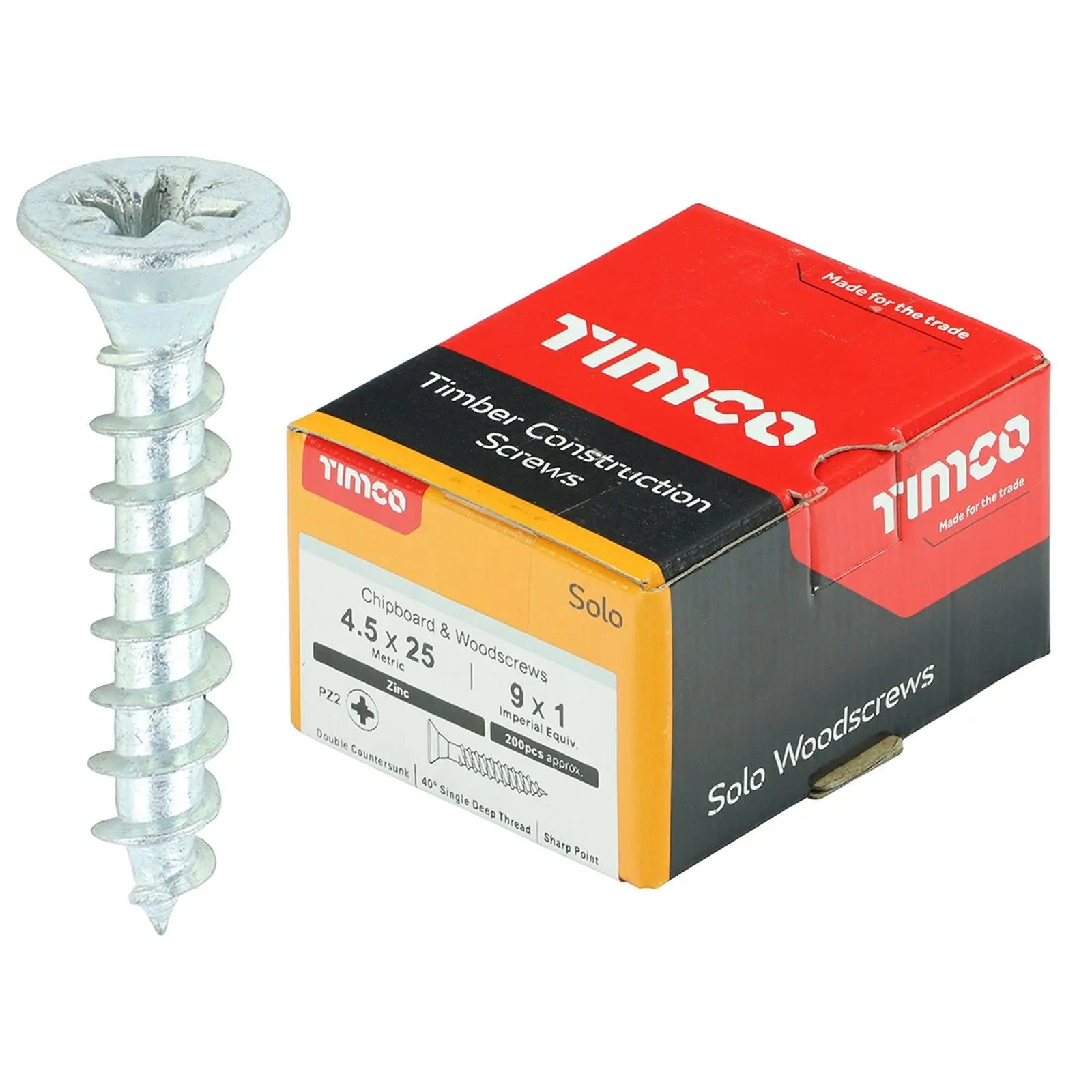TIMCO SOLO Wood Screws Zinc Double Countersunk Pozi Boxed - Choose Size White Rose Tools