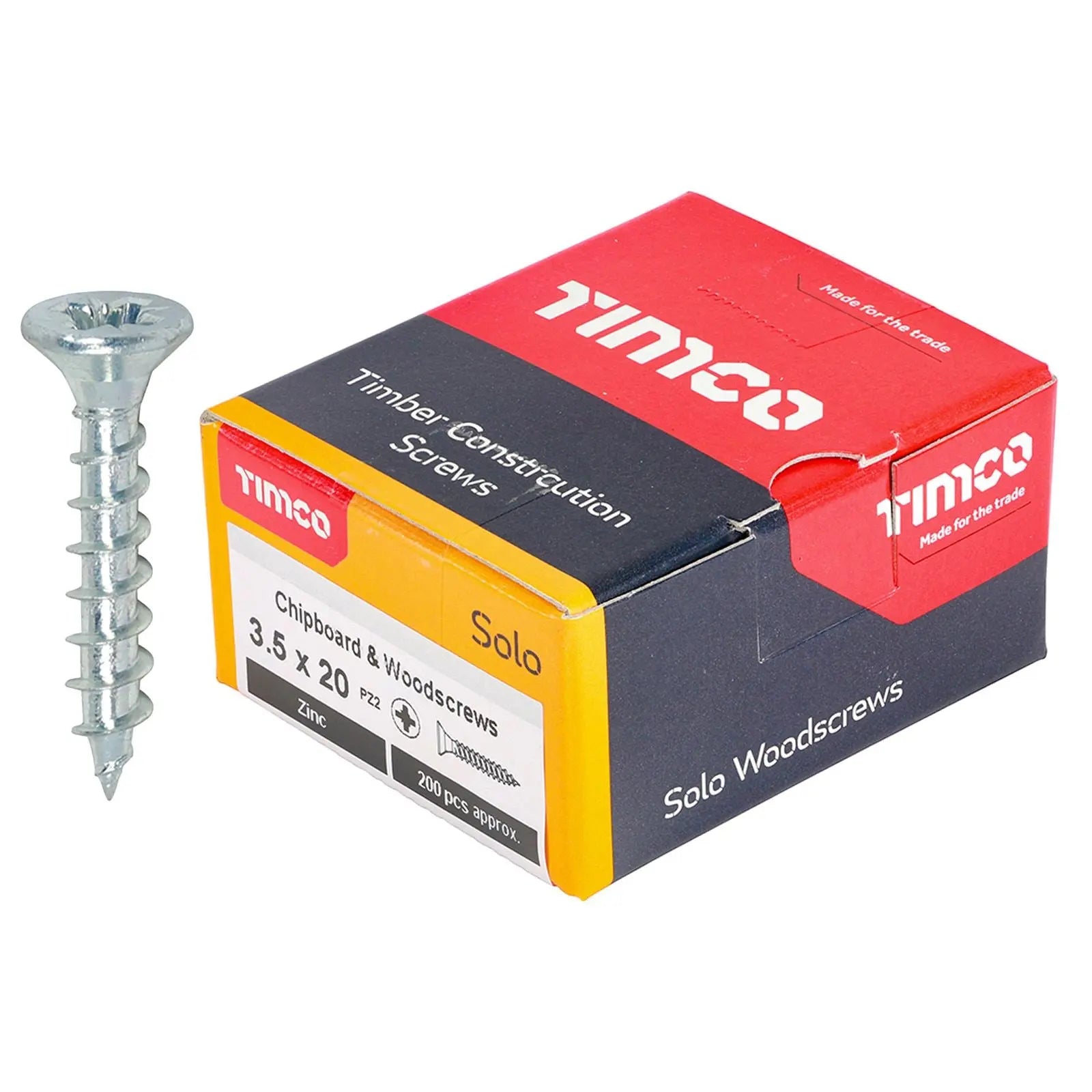 TIMCO SOLO Wood Screws Zinc Double Countersunk Pozi Boxed - Choose Size White Rose Tools