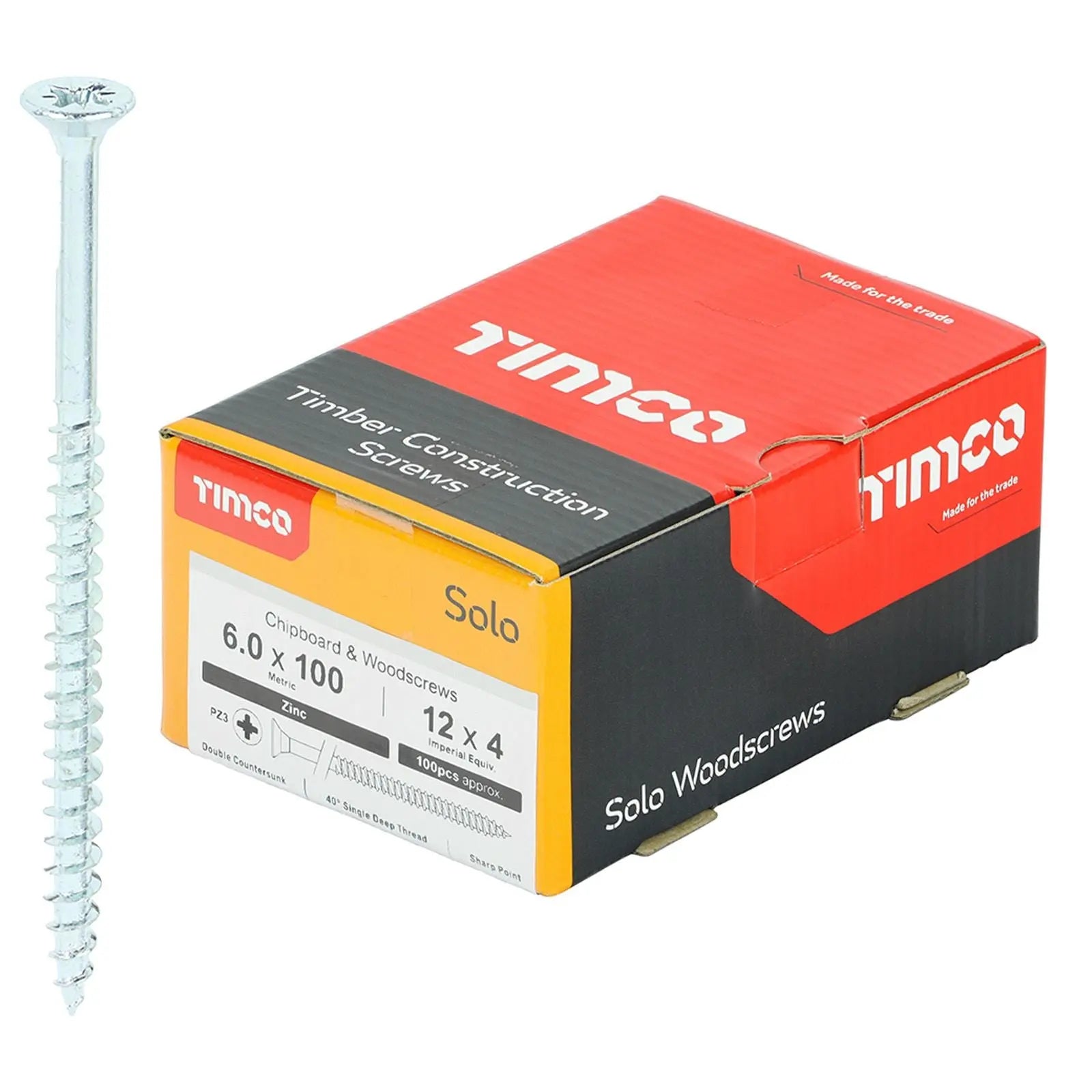TIMCO SOLO Wood Screws Zinc Double Countersunk Pozi Boxed - Choose Size White Rose Tools