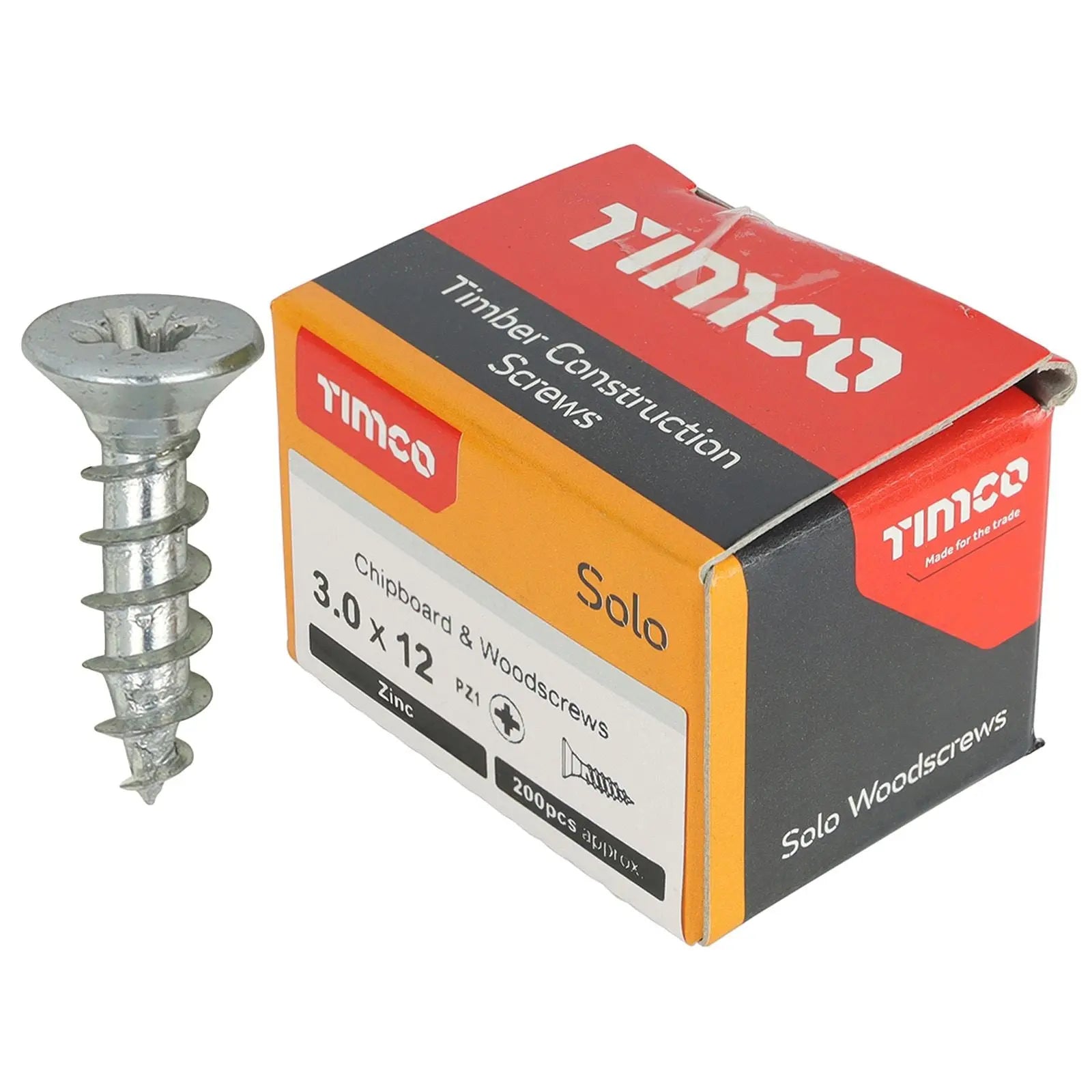 TIMCO SOLO Wood Screws Zinc Double Countersunk Pozi Boxed - Choose Size White Rose Tools