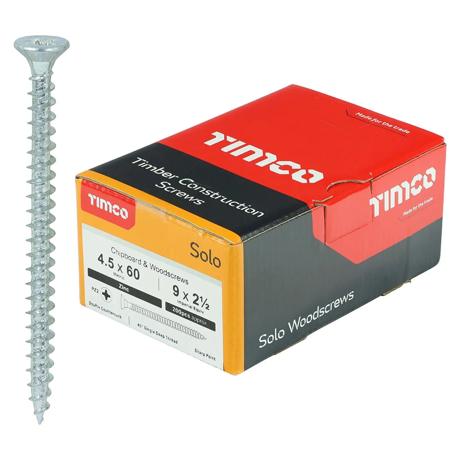 TIMCO SOLO Wood Screws Zinc Double Countersunk Pozi Boxed - Choose Size White Rose Tools