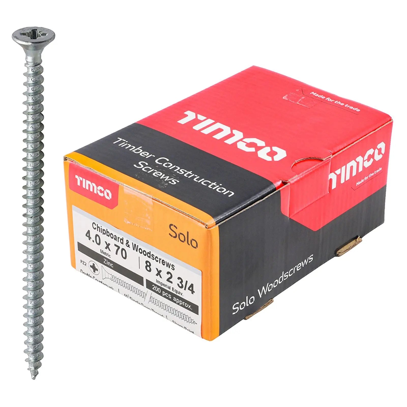 TIMCO SOLO Wood Screws Zinc Double Countersunk Pozi Boxed - Choose Size White Rose Tools