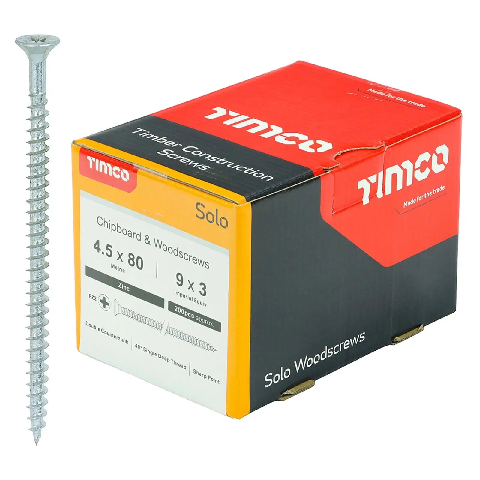 TIMCO SOLO Wood Screws Zinc Double Countersunk Pozi Boxed - Choose Size White Rose Tools