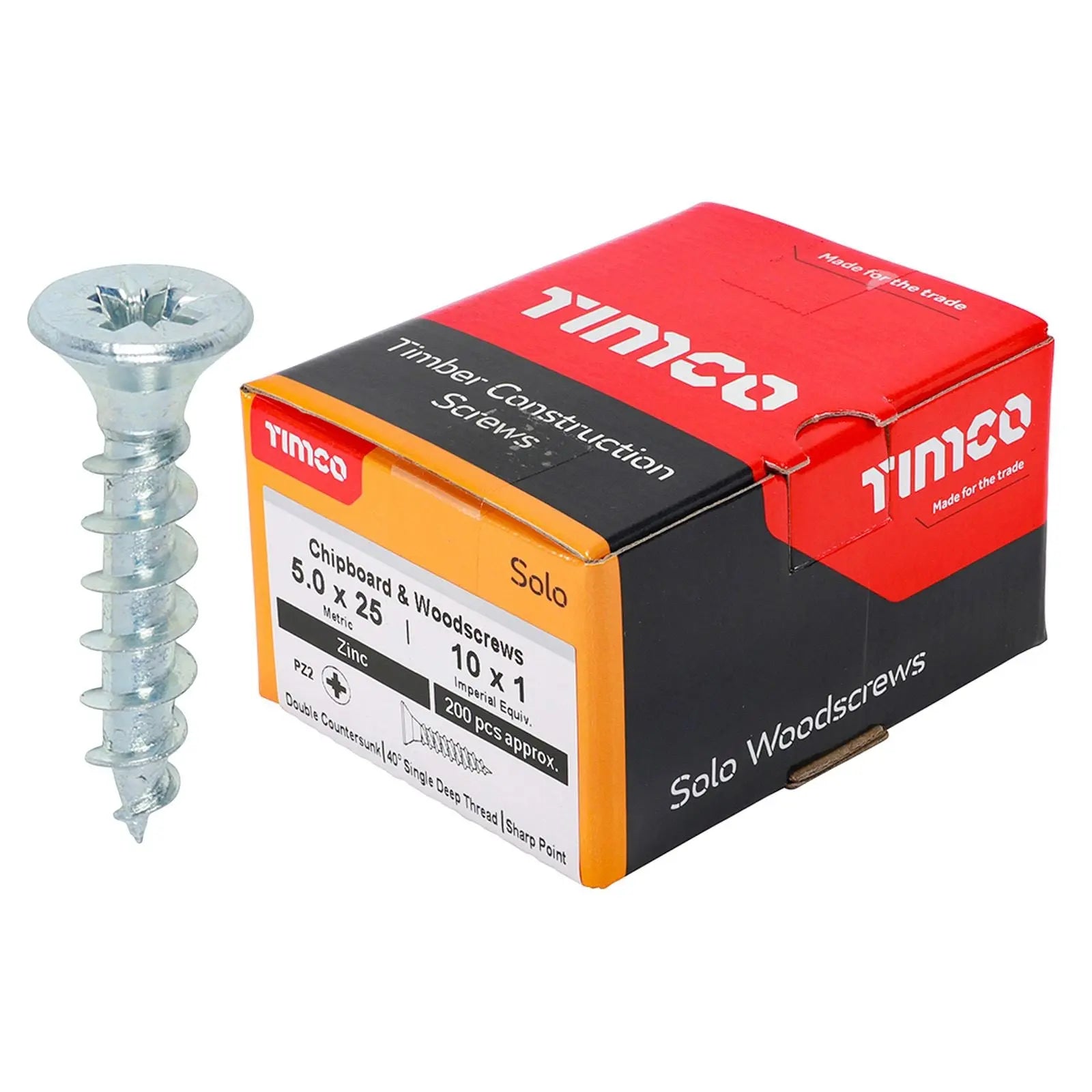 TIMCO SOLO Wood Screws Zinc Double Countersunk Pozi Boxed - Choose Size White Rose Tools
